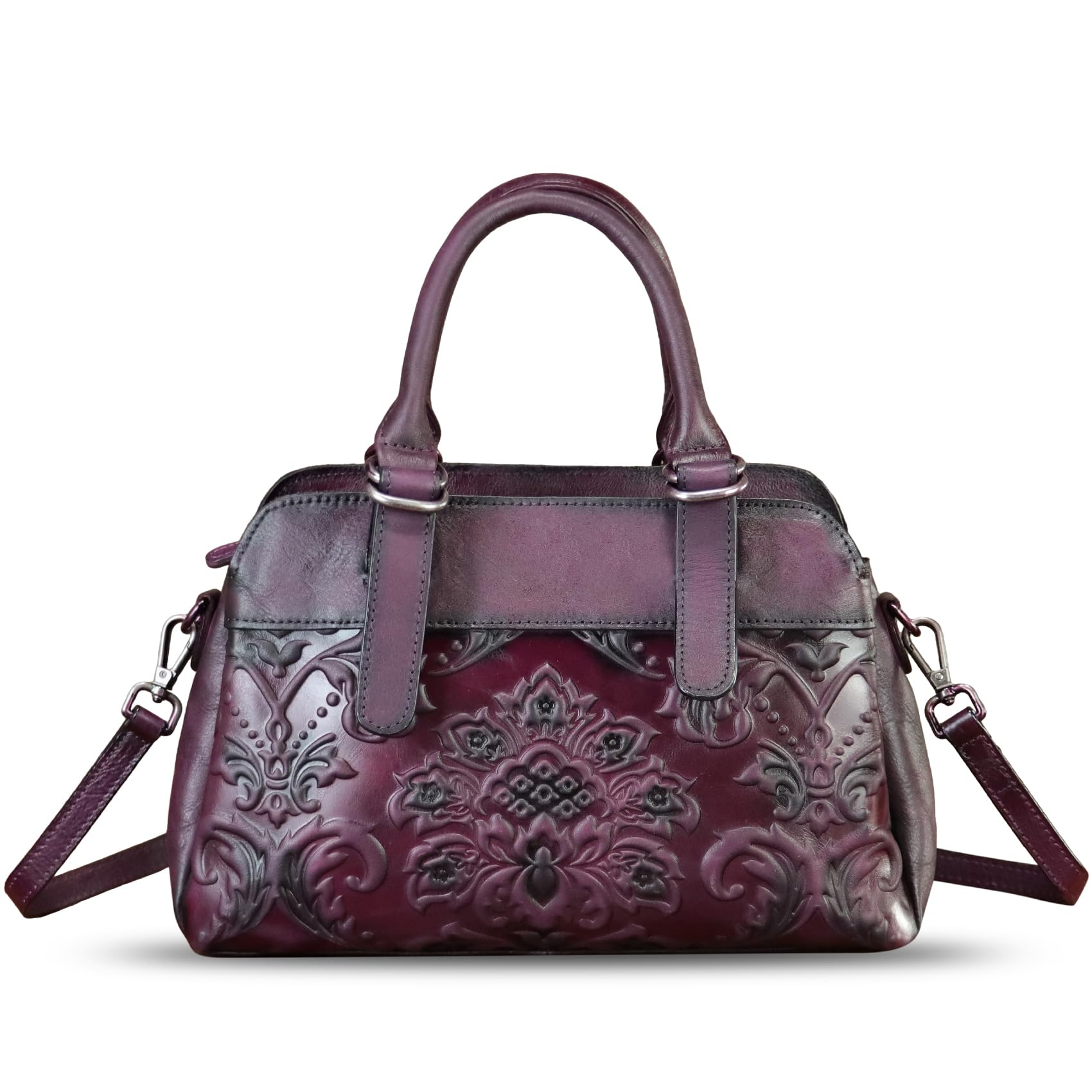 Genuine Leather Purses for Women - Vintage Embossed Leather Shoulder Bag & Crossbody Satchel with Adjustable Strap | Perfect for Work, Travel & Everyday Use