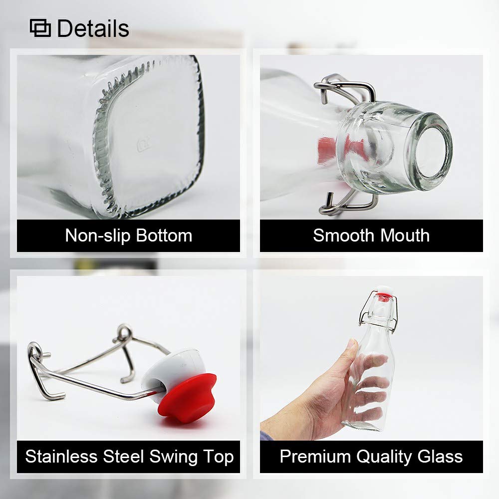 Premium 8 oz Swing Top Glass Bottles with Airtight Lids - Set of 9 for Home Brewing, Kombucha, Kefir & Homemade Beverages | Perfect for Storing Beer, Oil, Vinegar, Juices & DIY Vanilla Extract | Ideal for Kitchen, Pantry & Crafting Projects