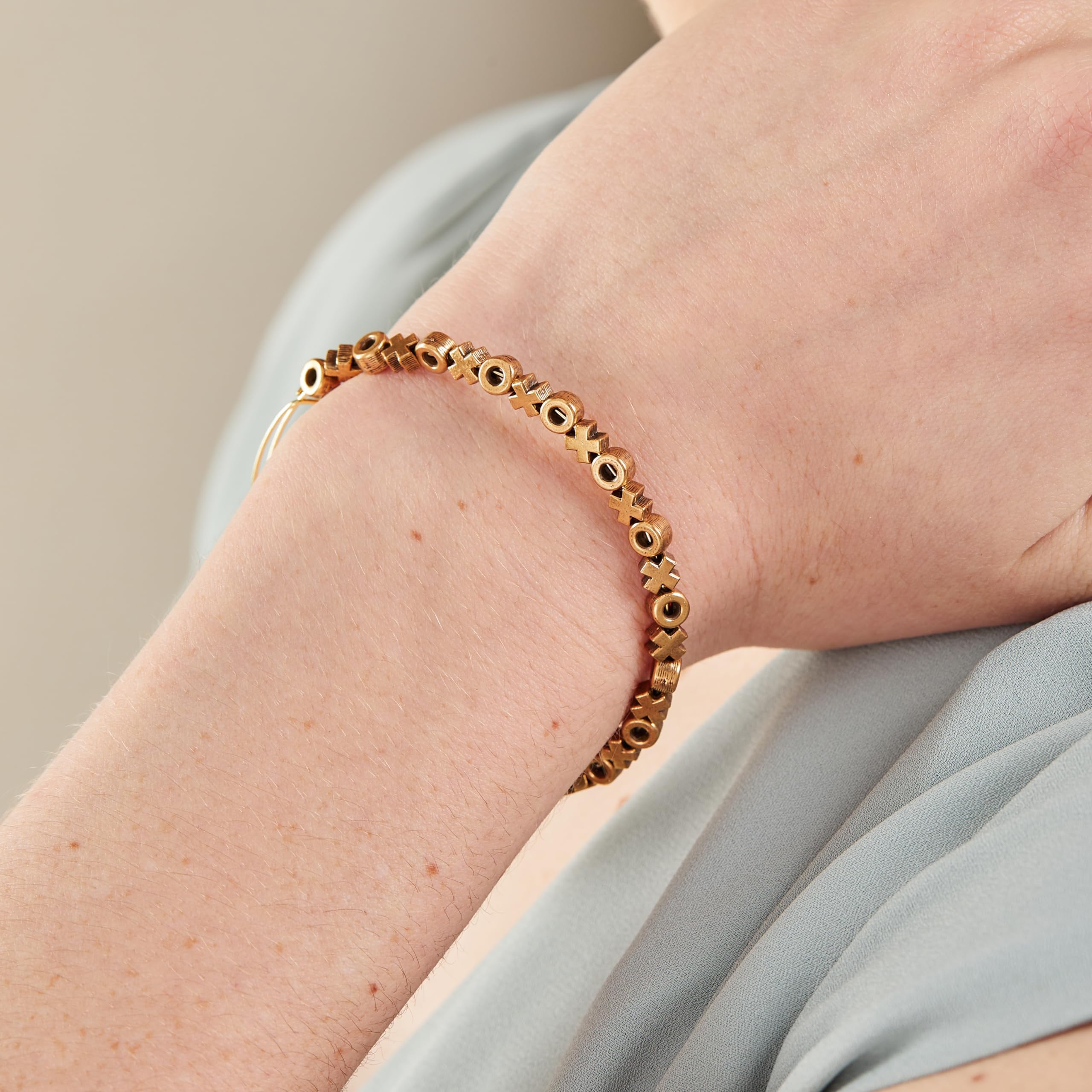 Alex and Ani XOXO Expandable Beaded Bangle Bracelet in Rafaelian Gold - Adjustable Women's Jewelry for Everyday Wear, Gifts & Special Occasions