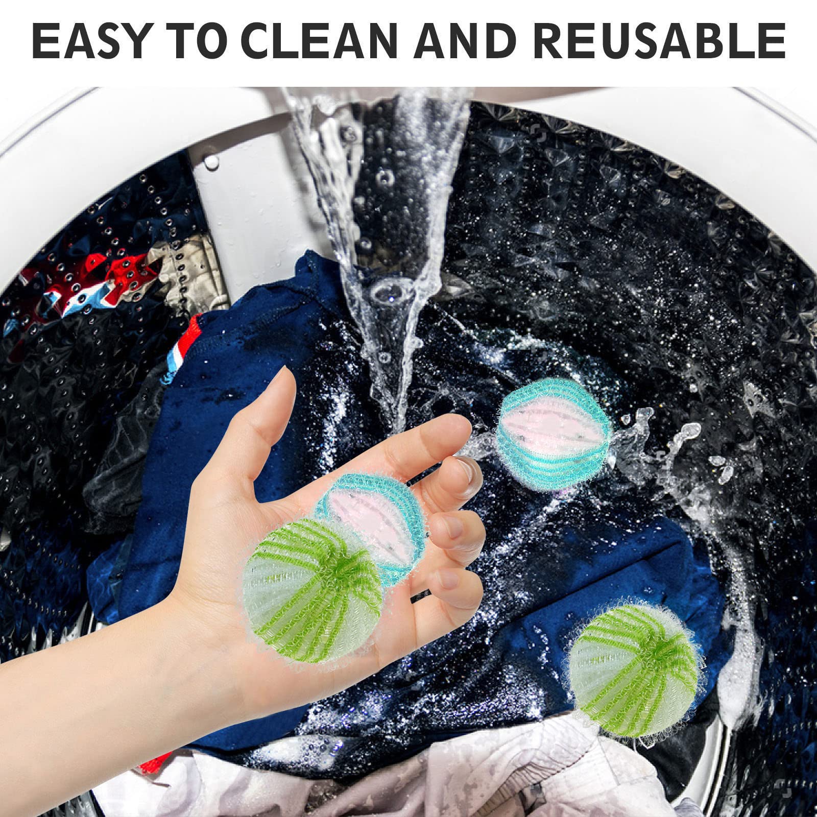 12 Pack Reusable Pet Hair Remover Balls for Laundry - Cat & Dog Hair Catcher for Washing Machine - Lint Remover for Pet Owners (Perfect for Removing Pet Hair from Clothes, Blankets & Bedding)