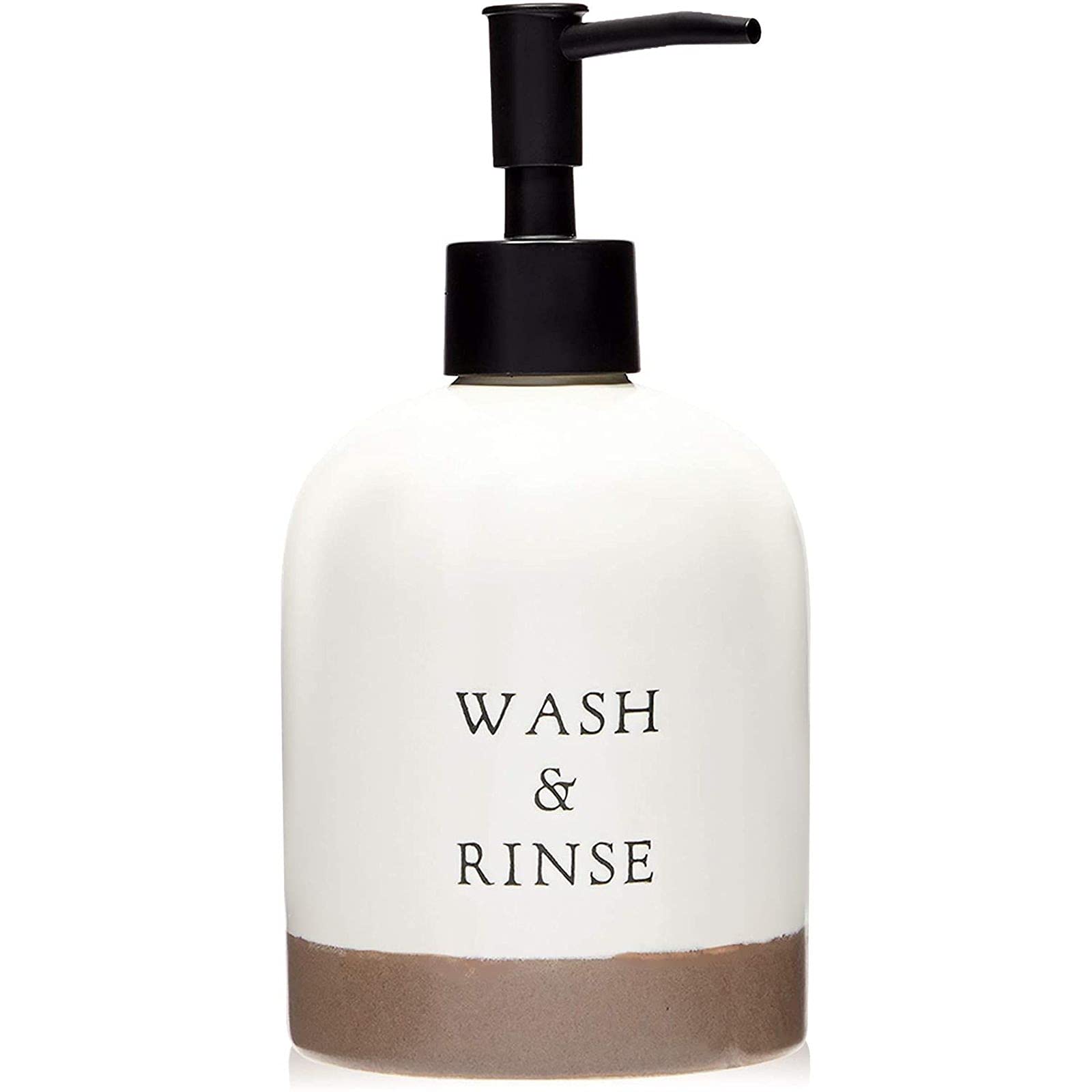 Farmlyn Creek Rustic Ceramic Hand Soap Dispenser - 14oz Farmhouse Style Soap Pump for Bathroom & Kitchen Decor | Perfect for Farmhouse, Cottage, and Vintage Home Decor | Hand Wash & Lotion Dispenser for Bathroom, Kitchen, and Guest Room Essentials