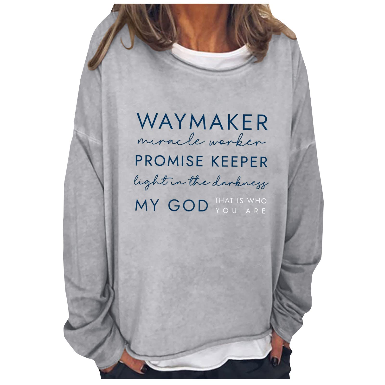 Funny Graphic Letter Print Women's Pullover Tops - Casual Long Sleeve Loose Fit Sweatshirt Tee Shirts for Women | Perfect for Everyday Wear, Weekend Outfits & Funny Gift Ideas
