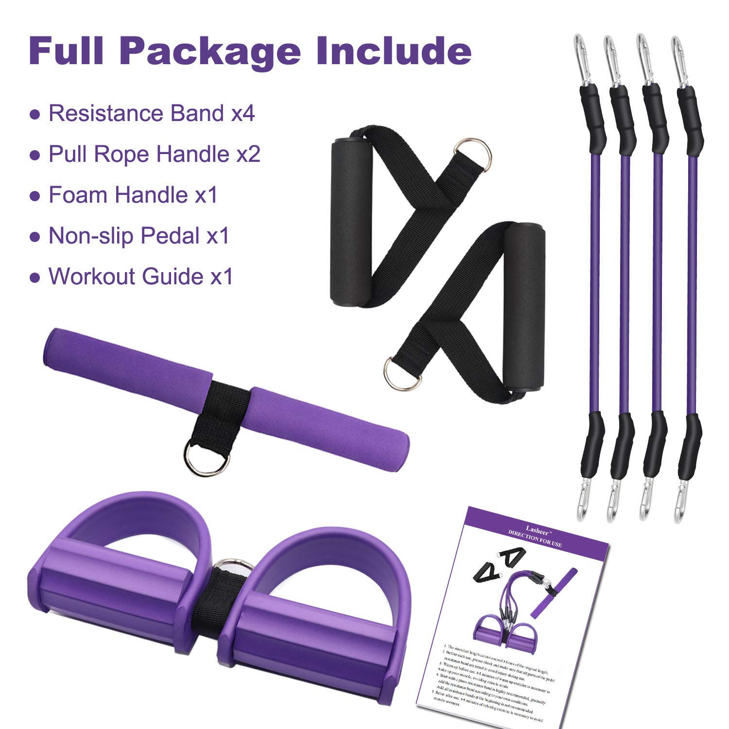 Premium 4-Tube Resistance Bands Set - Elastic Pull Rope for Full Body Workout, Yoga, Pilates & Strength Training - Perfect for Home Gym, Leg, Arm, Core & Abdominal Exercises - Ideal for Stretching, Toning & Slimming Workouts