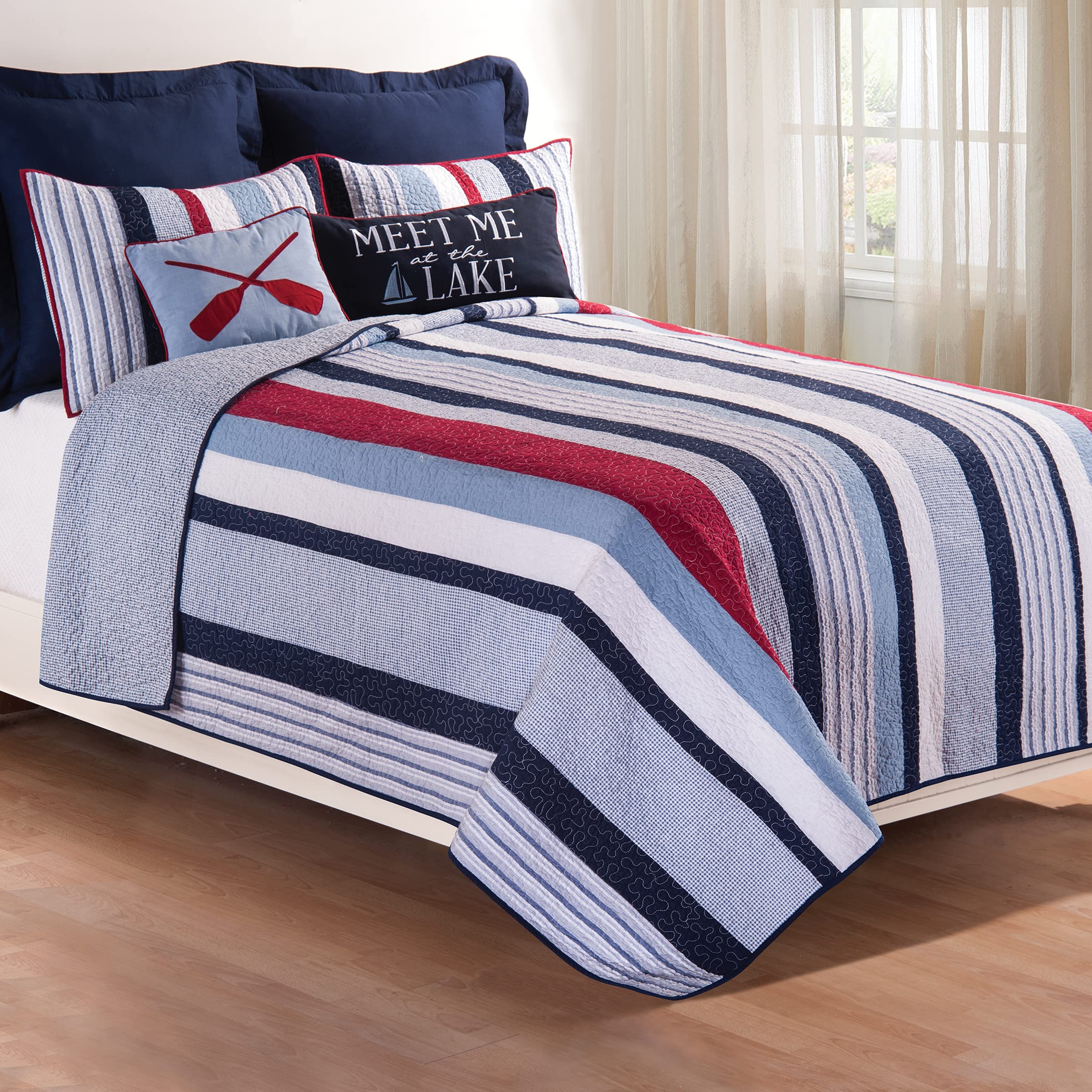 C&F Home Preston Full/Queen Quilt - 100% Cotton Lightweight Reversible Bedspread | Machine Washable Blue Coverlet for All-Season Comfort | Perfect for Guest Rooms, Master Bedrooms & Cozy Home Decor