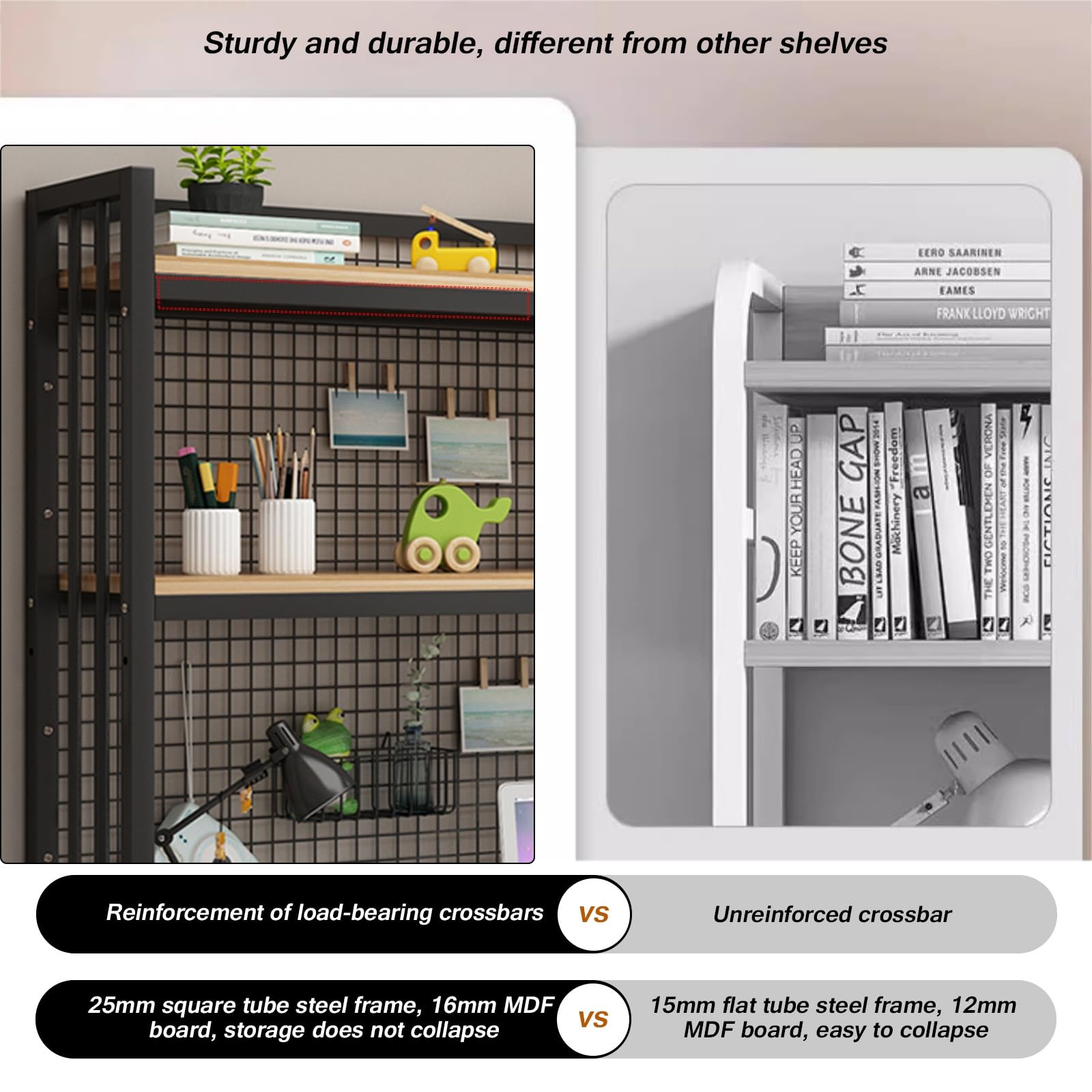 FPIGSHS Adjustable Desk Bookshelf Organizer Rack - 95cm Desktop Bookcase for Office & Home, Computer Desk Organizer with Storage Shelf for Books, Supplies & Accessories - Perfect for Workspace Organization & Display