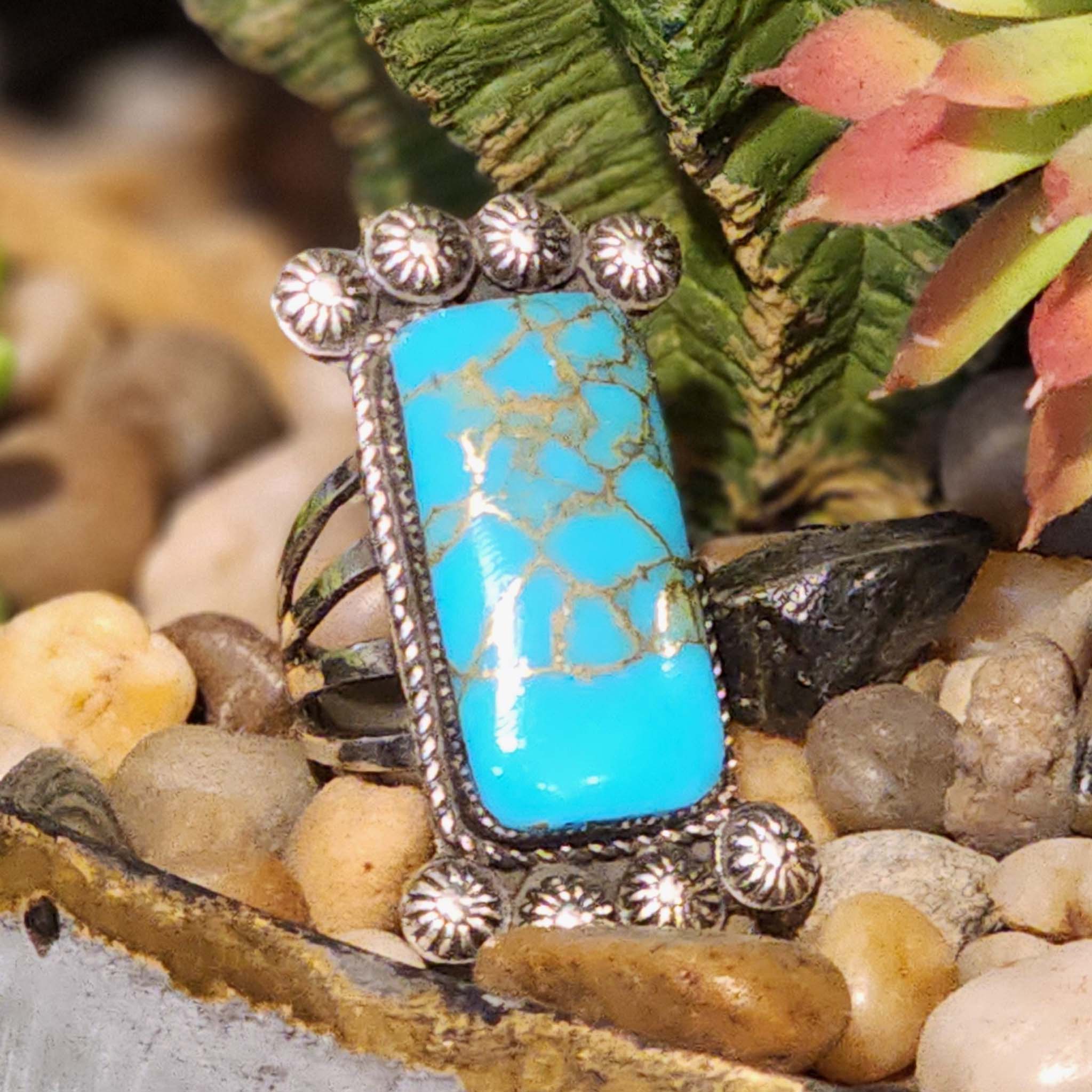 Authentic Zuni Native American Sterling Silver Flat Rectangular Long Ring 008Zur - Handcrafted Jewelry for Women, Perfect for Boho, Western & Everyday Wear