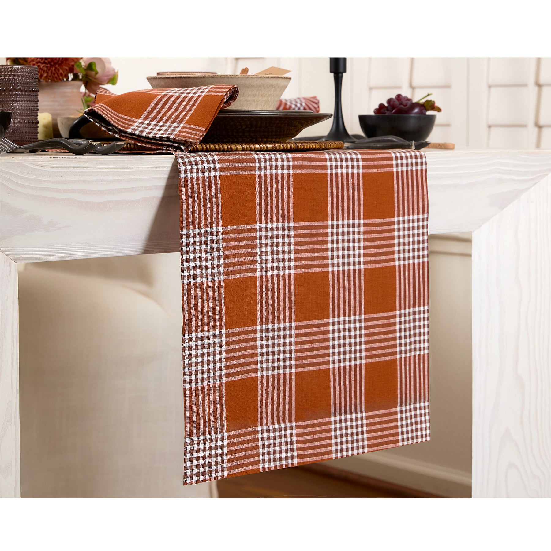 Glen Check Table Runner - Classic Plaid Design for Dining Table Decor, Holiday Parties & Wedding Centerpieces