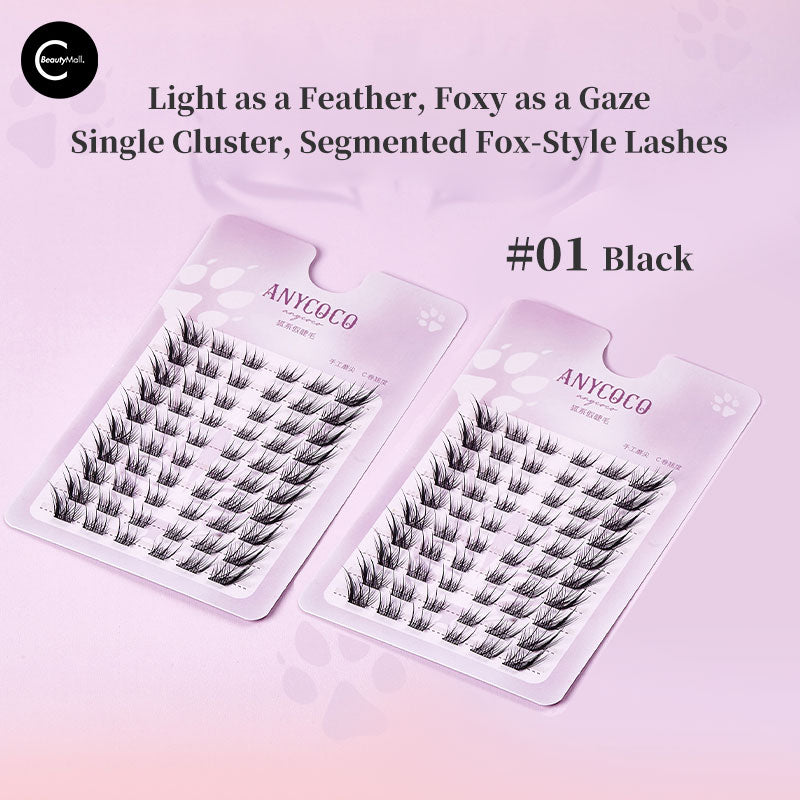 ANYCOCO Fox Eye Cluster Lashes - Natural Wispy False Eyelashes for Dramatic Volume & Length | Perfect for Parties, Weddings, and Everyday Glam