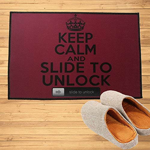Red Slide to Unlock Door Mat 16x24 - Non-Slip for Home & Office