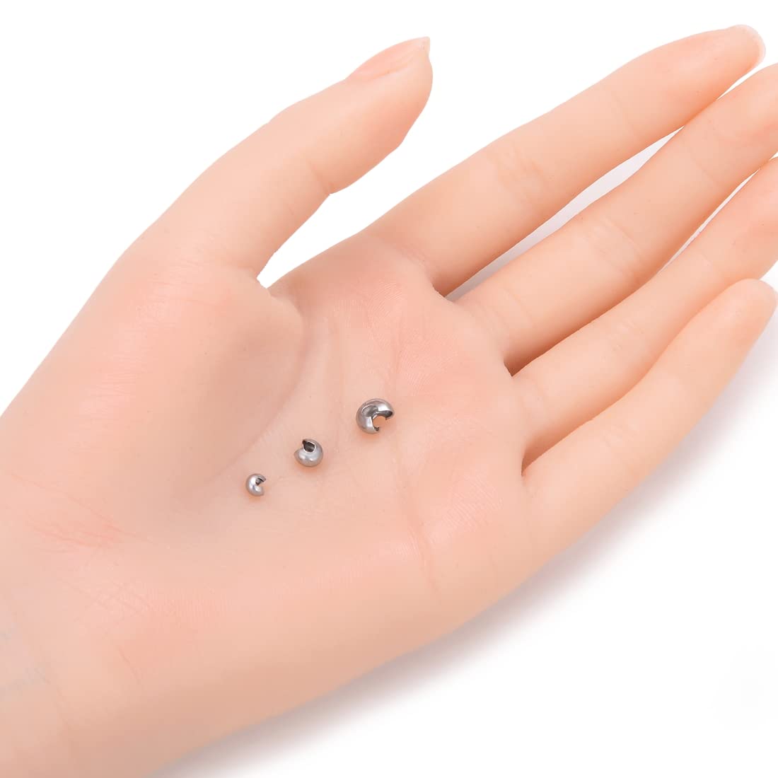 200pcs 304 Stainless Steel Hypoallergenic Crimp Bead Covers 4mm (0.16 Inch) - Small Loose Beads for Jewelry Making - DIY Bracelets, Necklaces & Earrings for Women & Men - Durable & Tarnish-Free