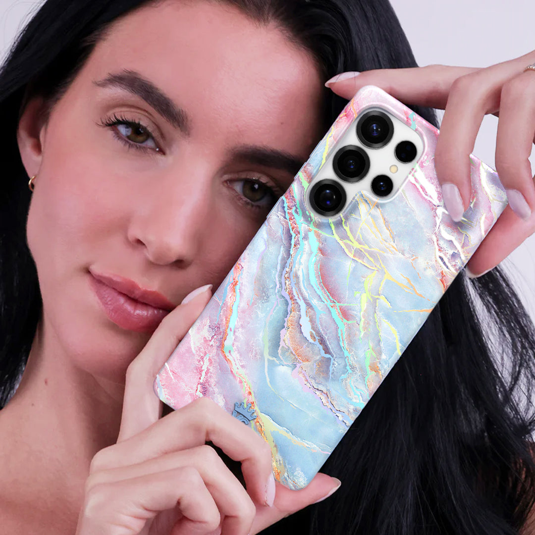 Holo Moonstone Marble Phone Case for Samsung Galaxy S21/S22/S23 - Protective Slim Cover with Unique Marble Design | Perfect for Everyday Use, Work & Travel