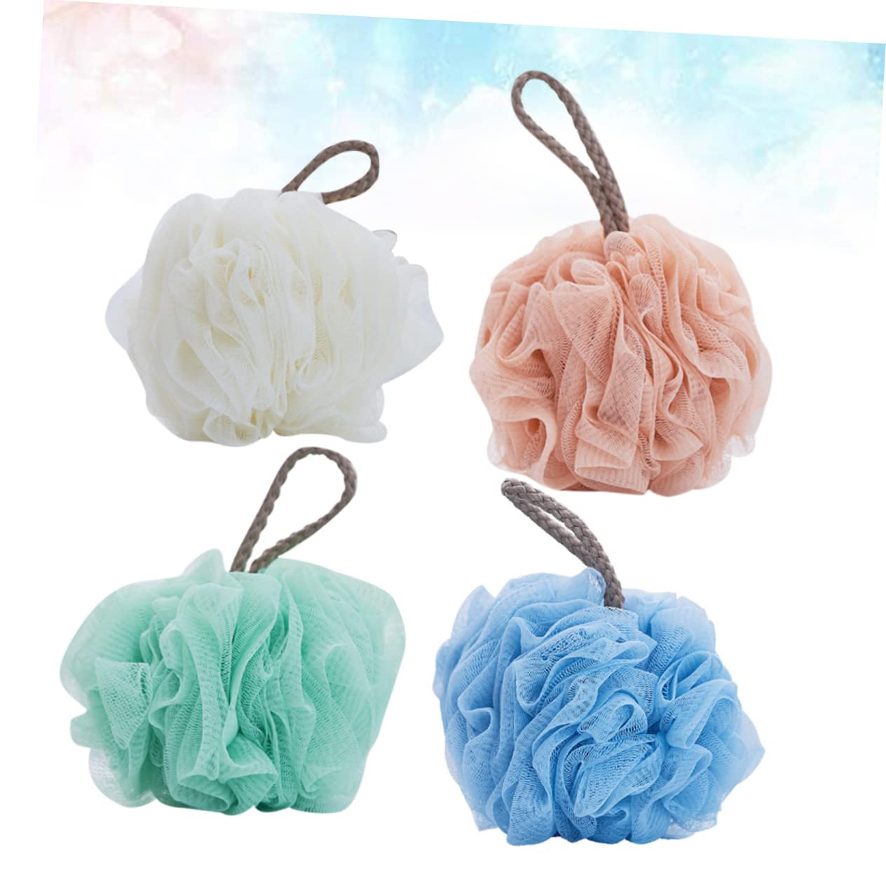 Cabilock 4-Pack Exfoliating Bath Sponges for Men & Women - Soft Shower Loofah Puffs with Swirl Design, Gentle Body Scrub & Cleansing Sponge for Daily Shower & Bath Routine - Perfect for Exfoliation, Skin Renewal & Relaxing Spa Experience