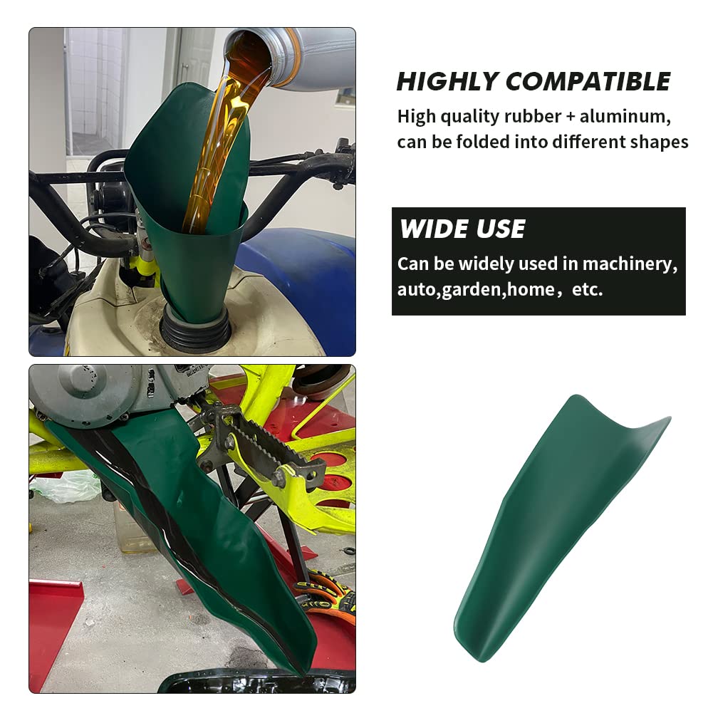 2 Pack Flexible Oil Drain Funnel - Foldable Automotive Funnel for Cars, Trucks, Motorcycles, Lawn Mowers (14.5