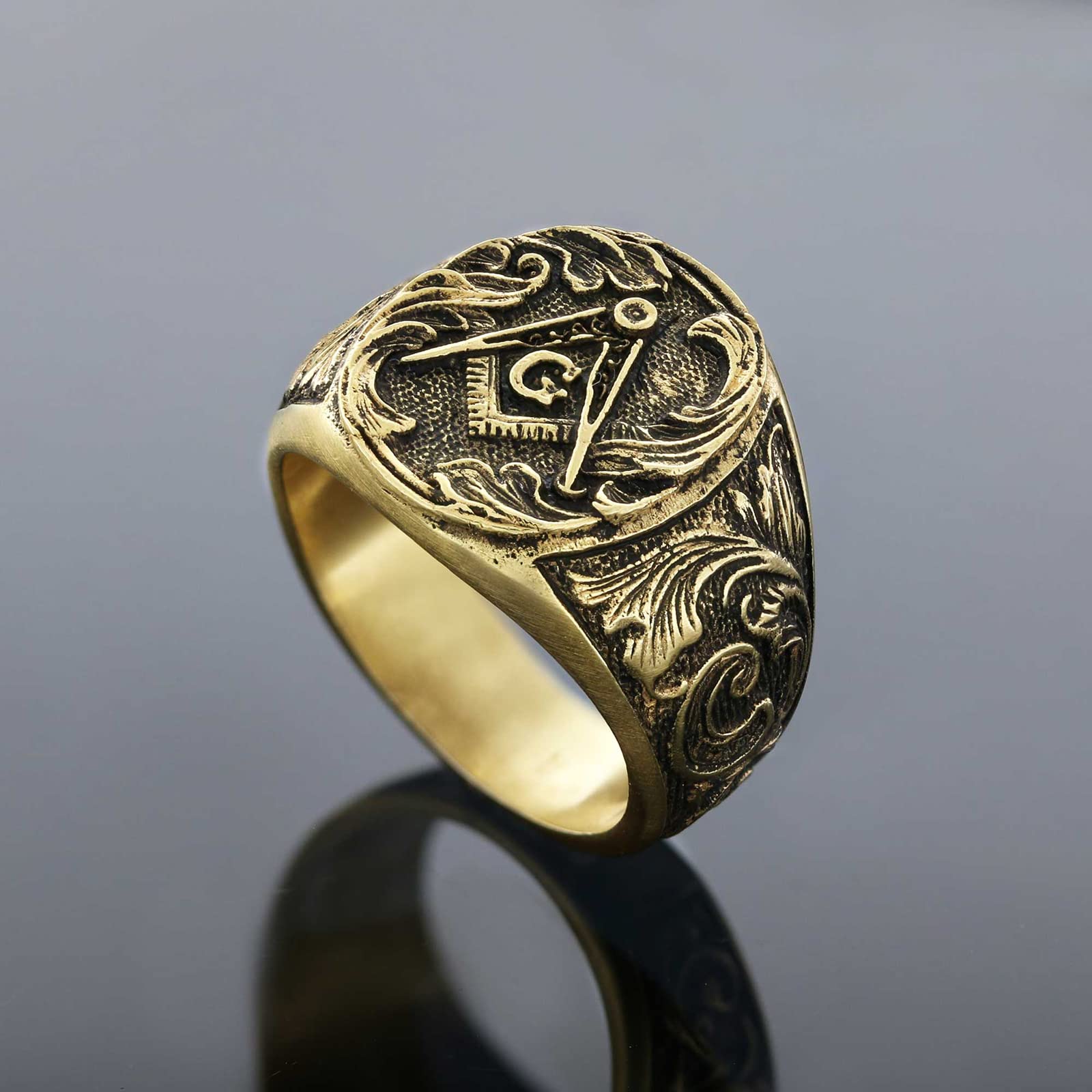 Custom Masonic Ring for Men - Freemasonry Lodge Ring, Personalized Craft Mason Jewelry - Perfect Gift for Freemasons & Brotherhood Members - Ideal for Ceremonies, Rituals & Special Occasions