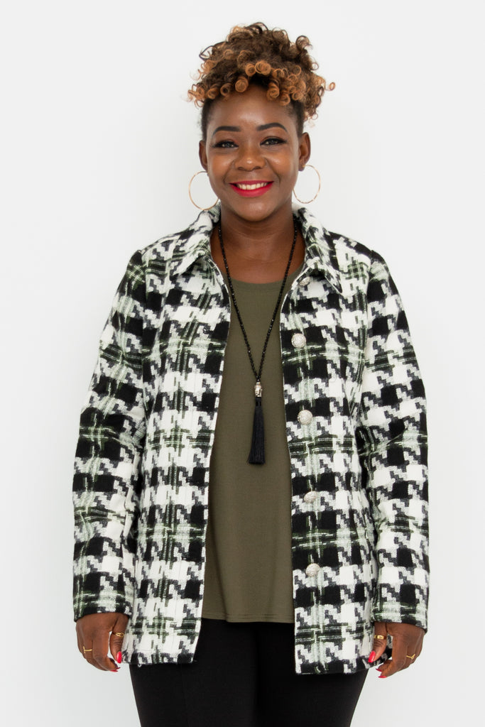 Cherie Houndstooth Coat for Women - Classic Wool Blend Winter Jacket with Pockets | Perfect for Office, Parties & Cold Weather Fashion