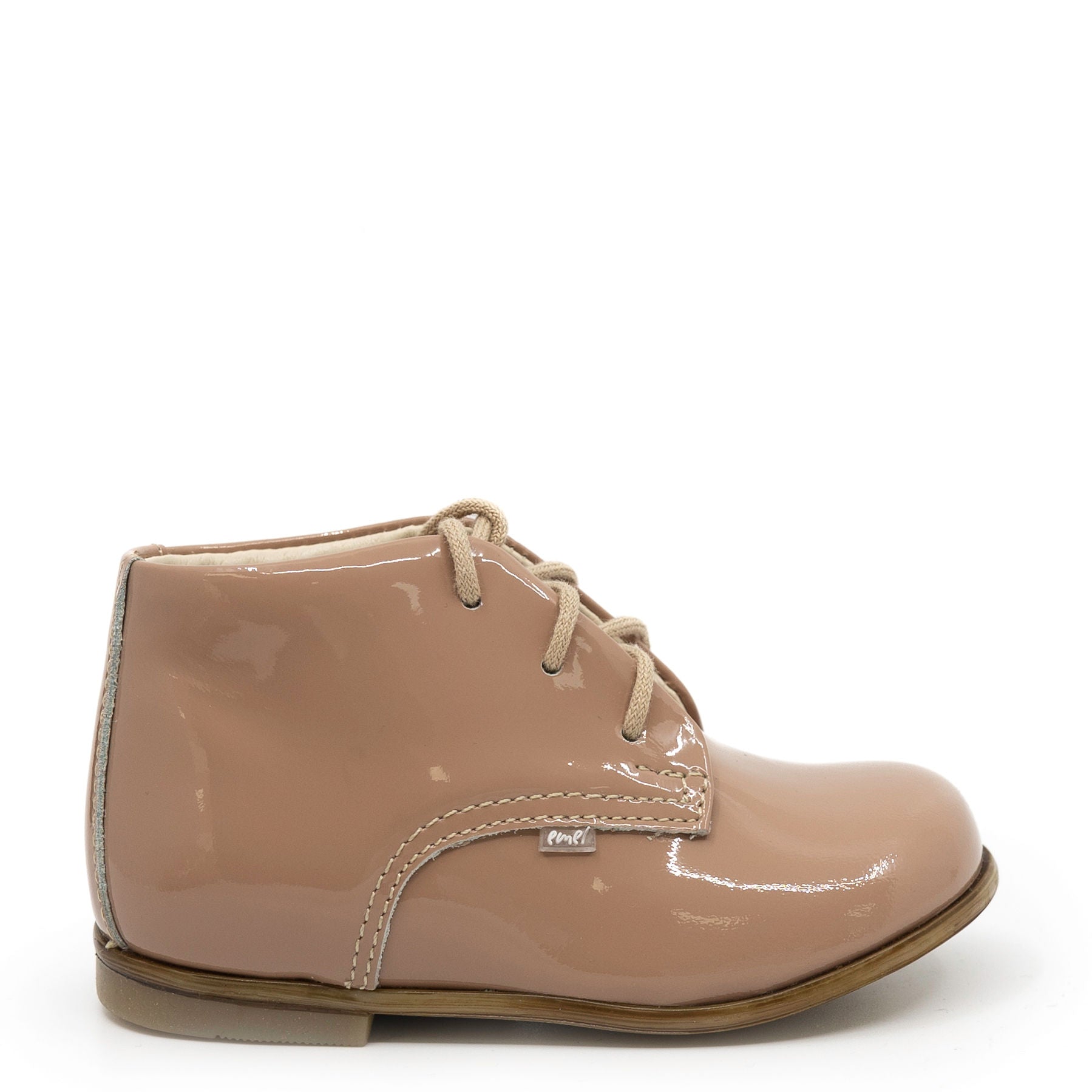 Emel Bisque Patent Leather Baby Booties - Soft & Stylish First Walking Shoes for Infants & Toddlers - Perfect for Special Occasions, Photo Shoots & Everyday Wear