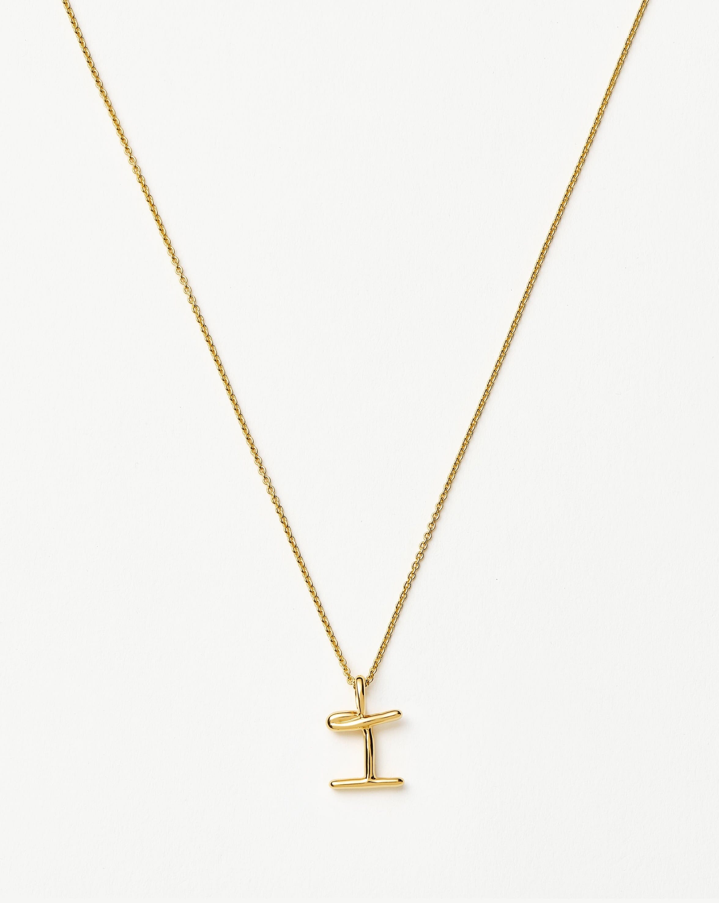 18K Gold Vermeil Curly Molten Mini Initial Necklace for Women | Personalized Name Letter Pendant | Perfect Gift for Birthday, Anniversary & Valentine's Day