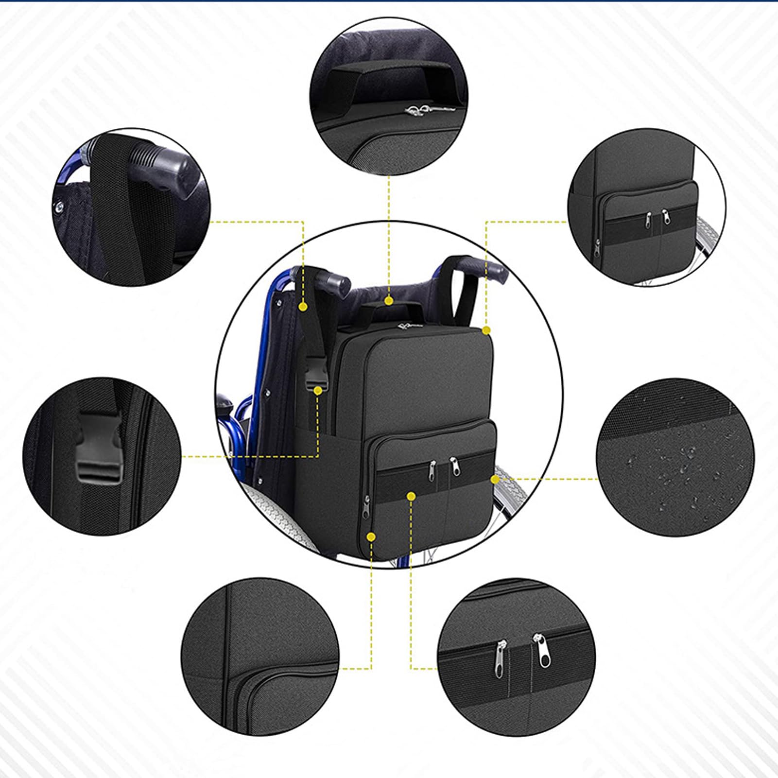 **Large Capacity Wheelchair Bag - Multi-Layer Storage Pouch & Backpack for Wheelchairs & Rollators - Perfect for Daily Use, Travel & Outdoor Activities**