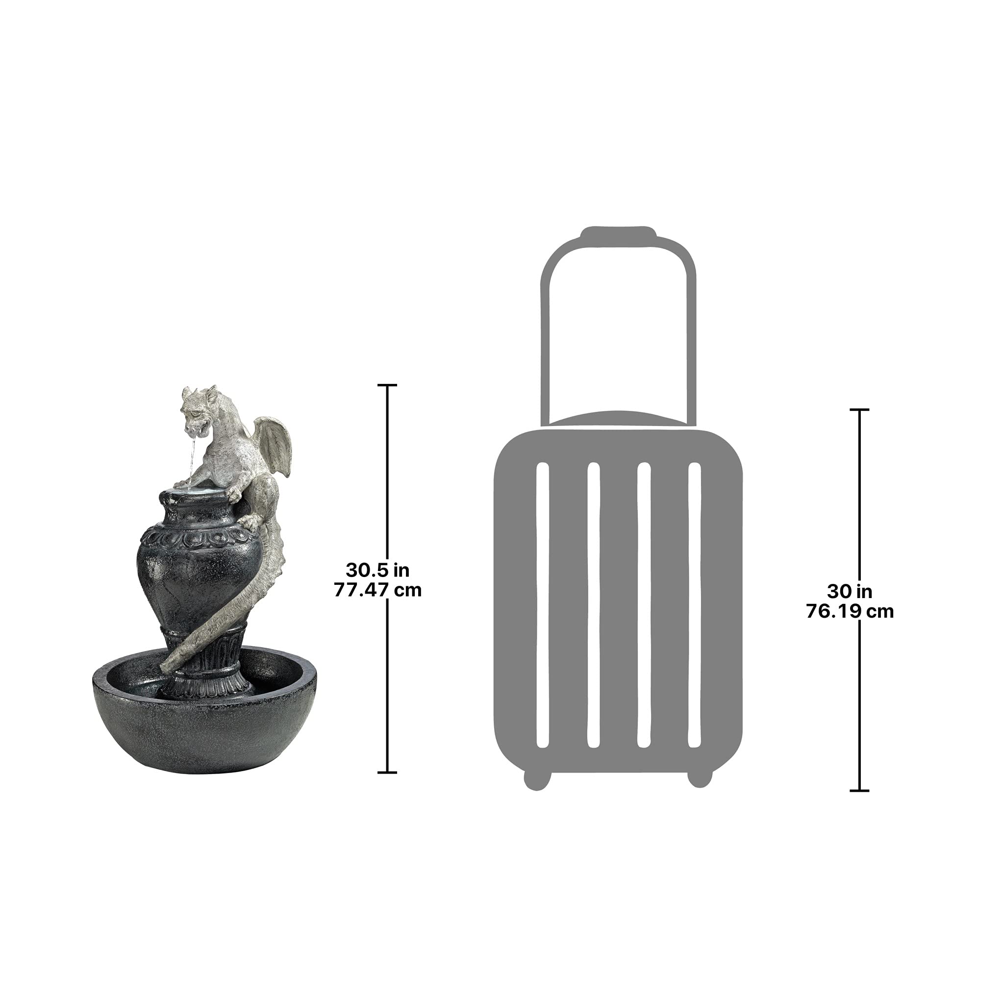 Design Toscano LED Illuminated Viper Dragon Water Fountain - Outdoor Garden Decor with Greystone Finish | Perfect for Patio, Backyard, and Landscape Accent
