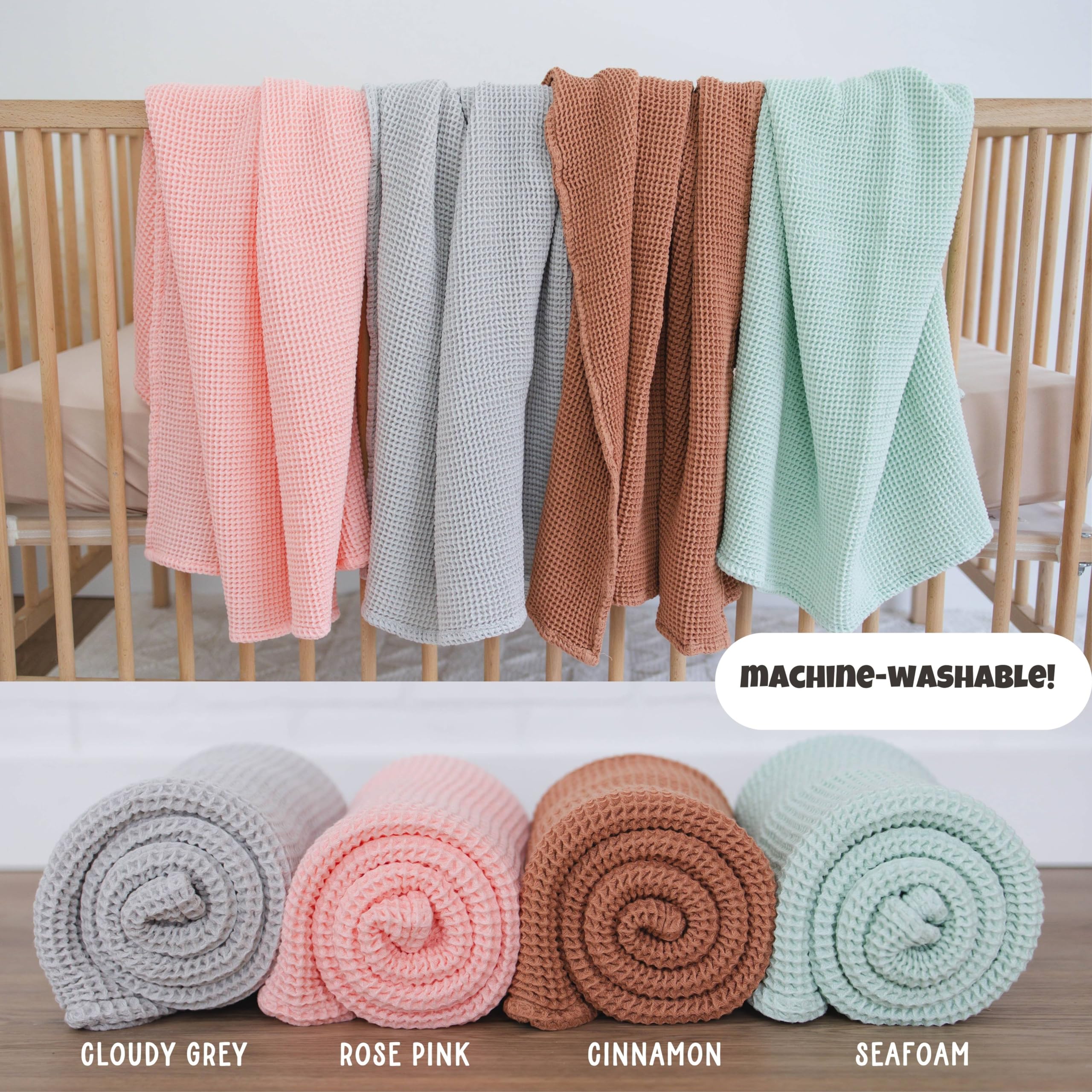 Soft Waffle Knit Baby Blanket 43x43 Inch - Gender Neutral Cotton Swaddle & Toddler Blanket for Stroller, Crib, Nursing - Breathable & Cozy (Rose Pink) - Perfect for Newborns, Infants & Gifts