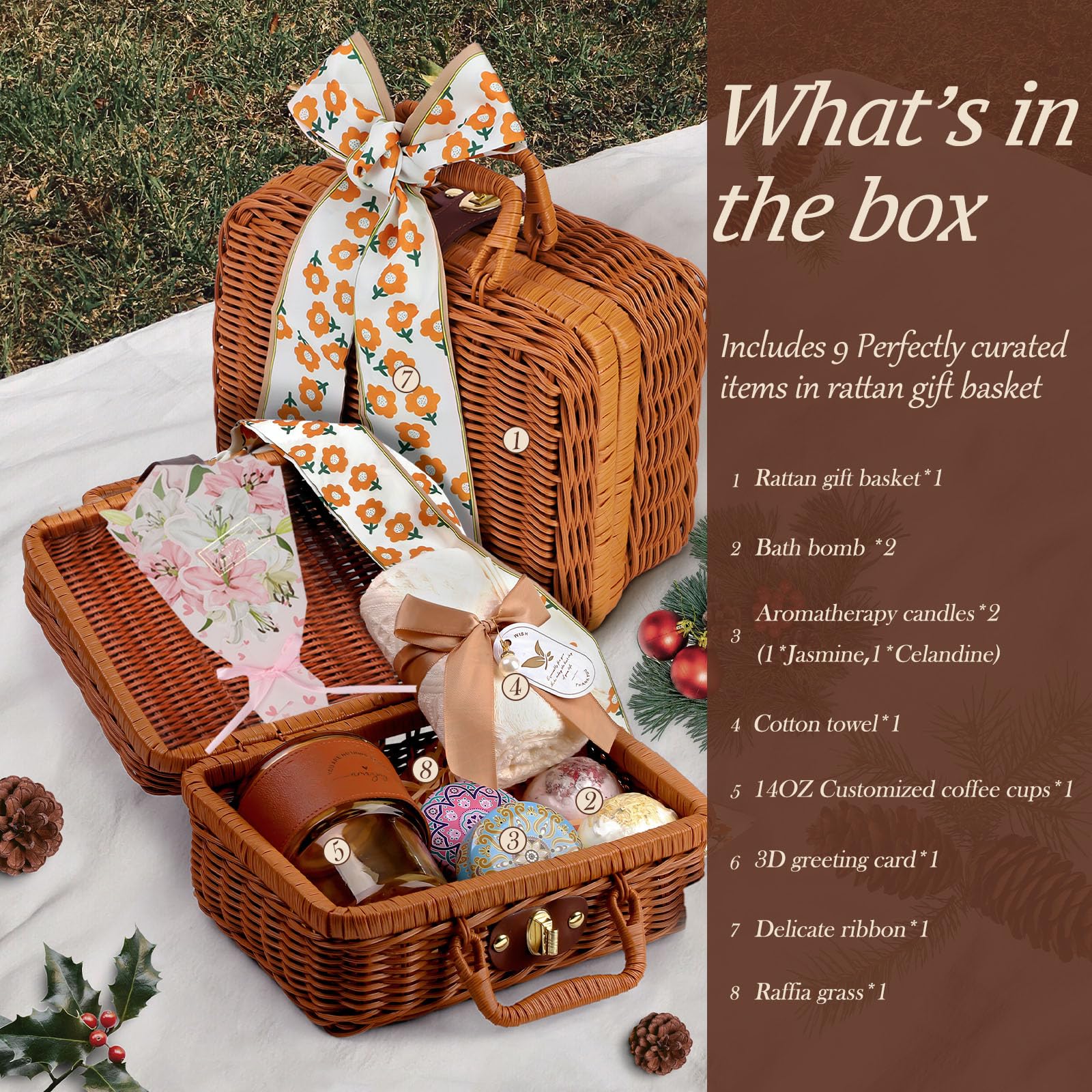 Relaxing Spa Gift Basket for Women - Birthday, Get Well Soon, Thank You Gifts for Her, Mom, Wife, Sister, Daughter, Girlfriend & Coworkers | Luxury Bath Set with Essential Oils & Bath Salts | Perfect for Self-Care, Stress Relief & Pampering at Home