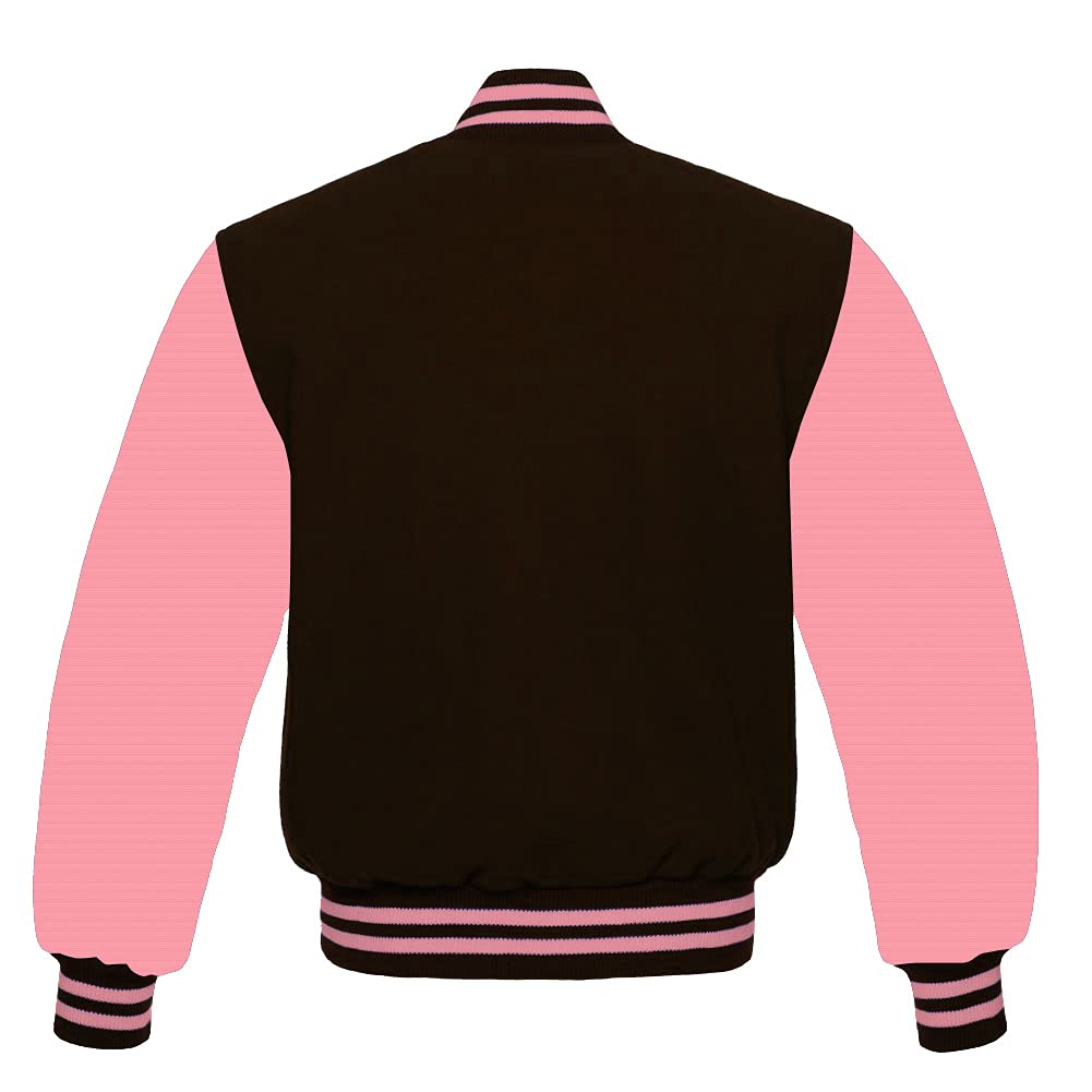 Men's Varsity Baseball Letterman Jacket - Wool Bomber Style with Pink Sleeves for School Sports & Casual Wear | Perfect for Baseball Games, College Events & Street Style Fashion