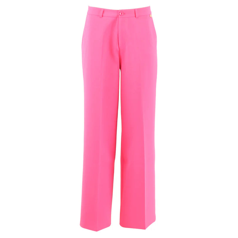 Isabel Wide Leg Trousers for Women - High Waisted Casual Short Pants in Candy Pink | Perfect for Summer, Beach, Vacation & Everyday Wear
