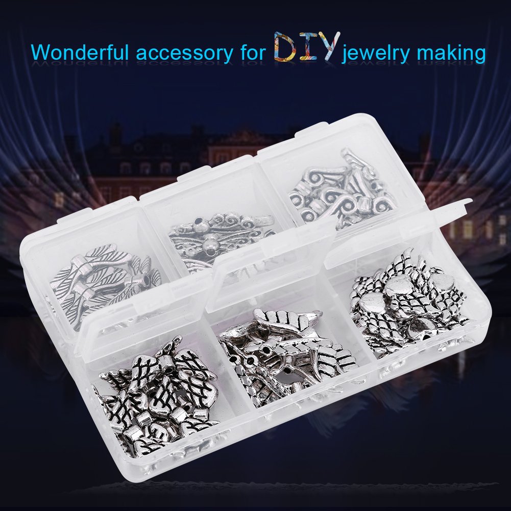Angel Wing Jewelry Findings - Silver Tone Bead Charms for Necklace, Bracelet & DIY Craft Making - Perfect for Jewelry Supplies with Storage Box - Ideal for Gifts, DIY Projects & Angel Themed Jewelry