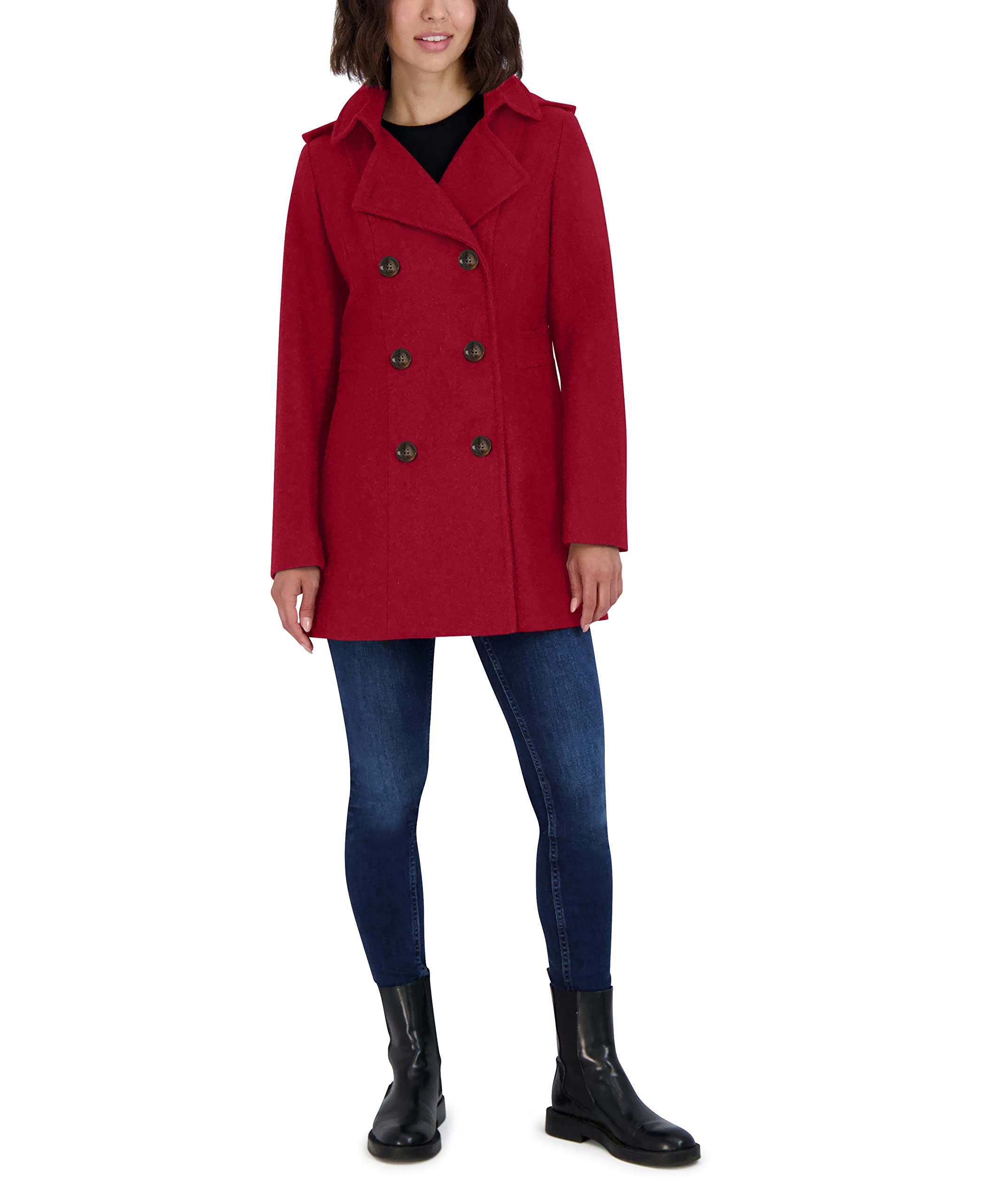 Nautica Women's Wool Blend Peacoat - Double Breasted Winter Coat for Women | Warm & Stylish Outerwear for Cold Weather, Work & Casual Wear