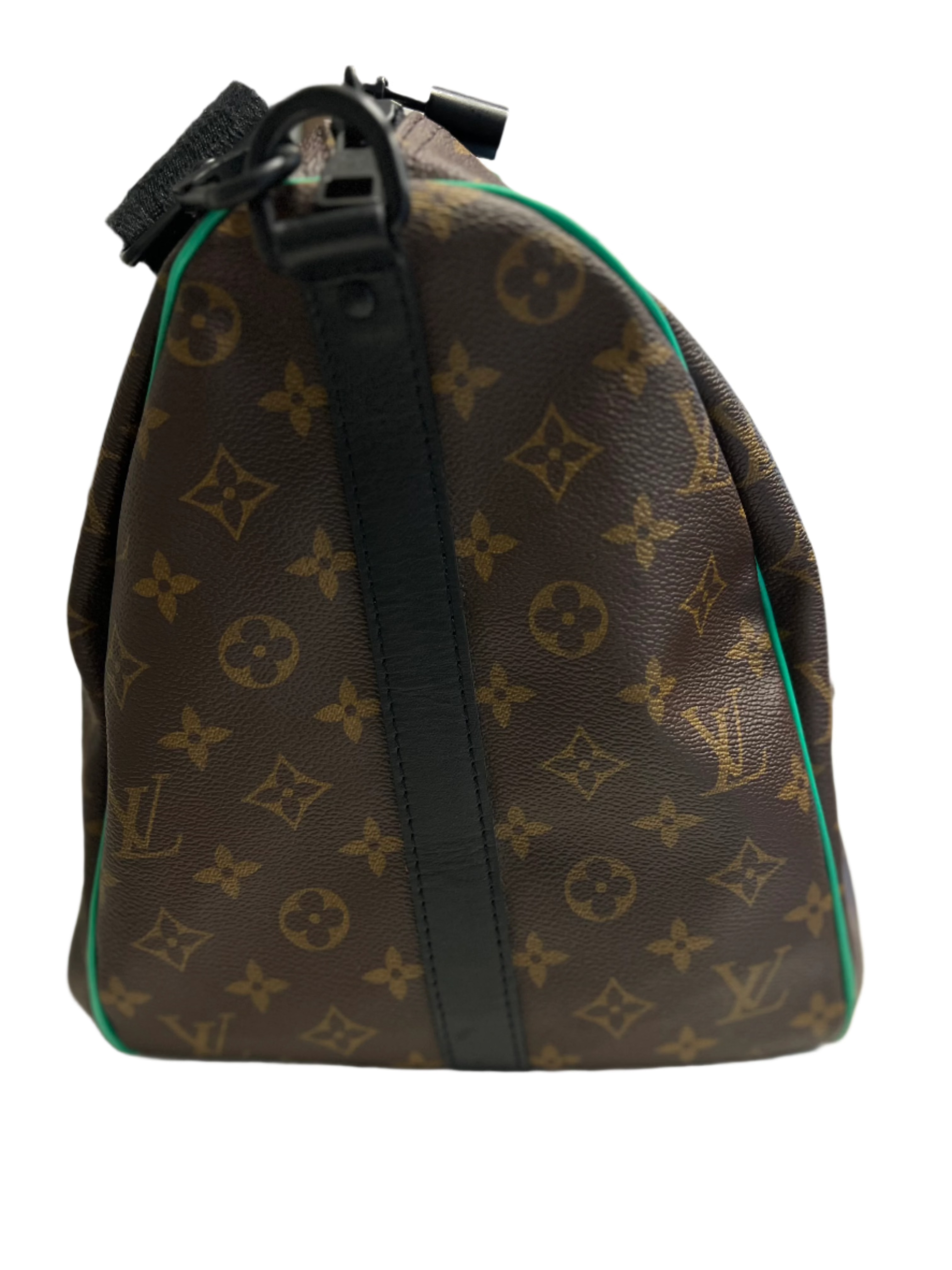 Authentic Louis Vuitton Monogram Macassar Keepall Bandouliere 50 Duffle Bag in Mint Green - Luxury Travel Bag for Men & Women, Perfect for Weekend Getaways & Business Trips
