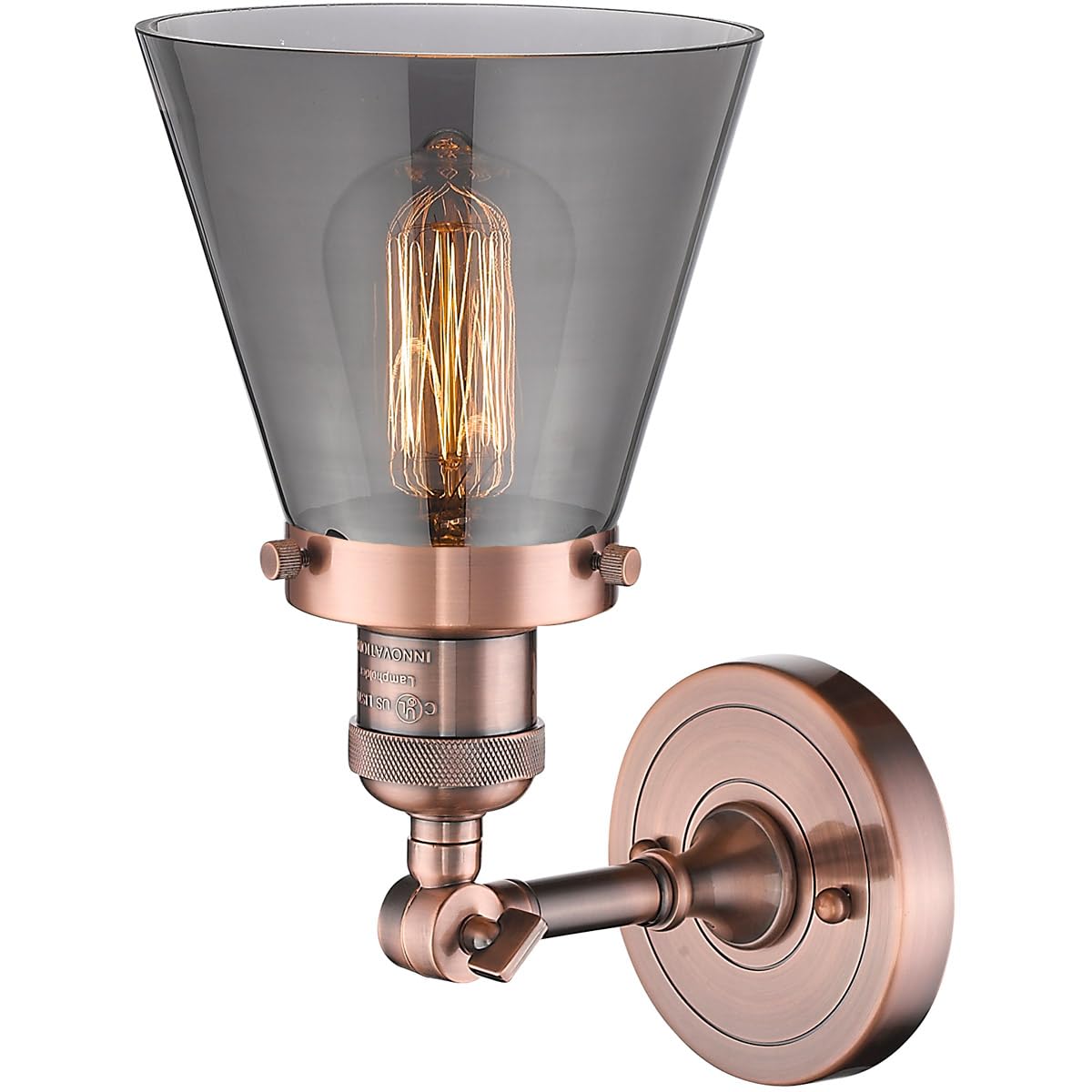 Innovations 201F-AC-G63-LED Semi-Flush Mount Ceiling Light Fixture - Antique Copper Finish, Energy Efficient LED Lighting for Bedroom, Living Room, Kitchen & Hallway