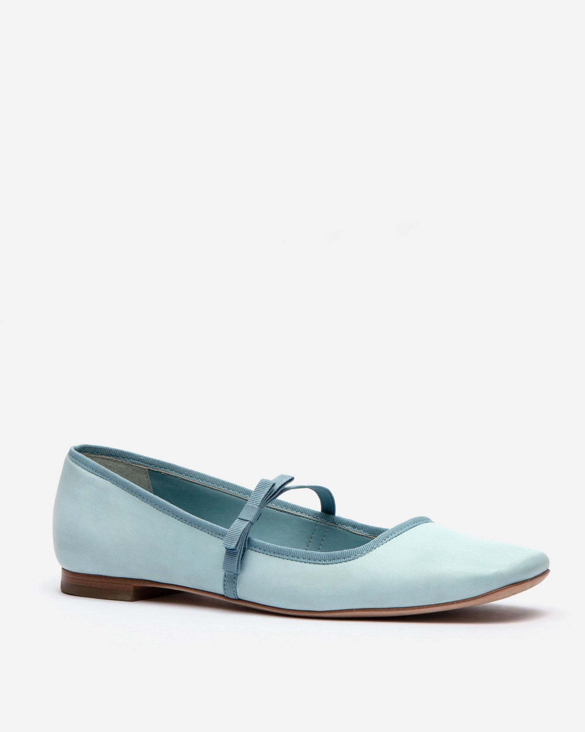 Jude Mary Jane Flat Shoes - Genuine Leather Light Blue Women's Ballet Flats | Perfect for Work, Casual Wear & Comfortable Daily Use