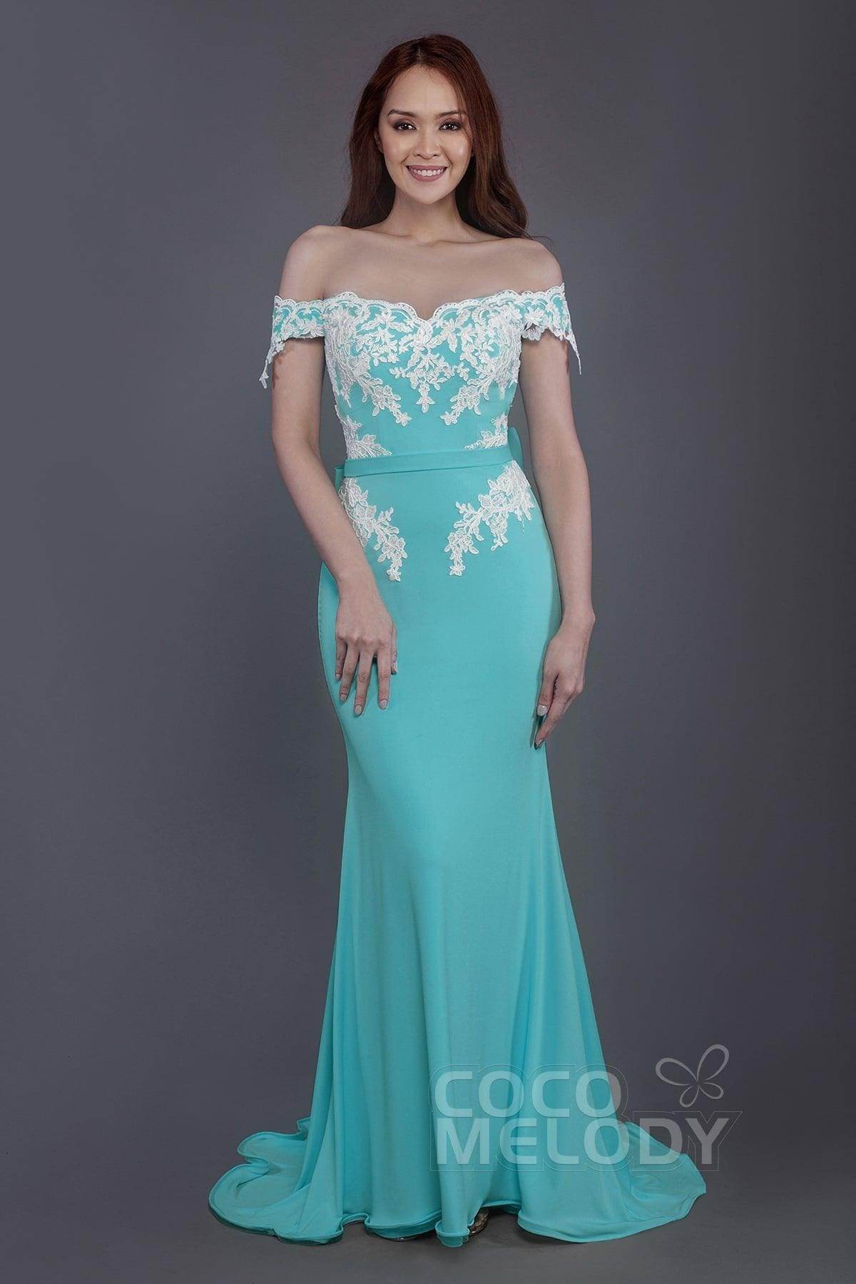 Elegant Mermaid Sweep Train Knitted Fabric Bridesmaid Dress PR3497 - Perfect for Weddings, Proms & Formal Events