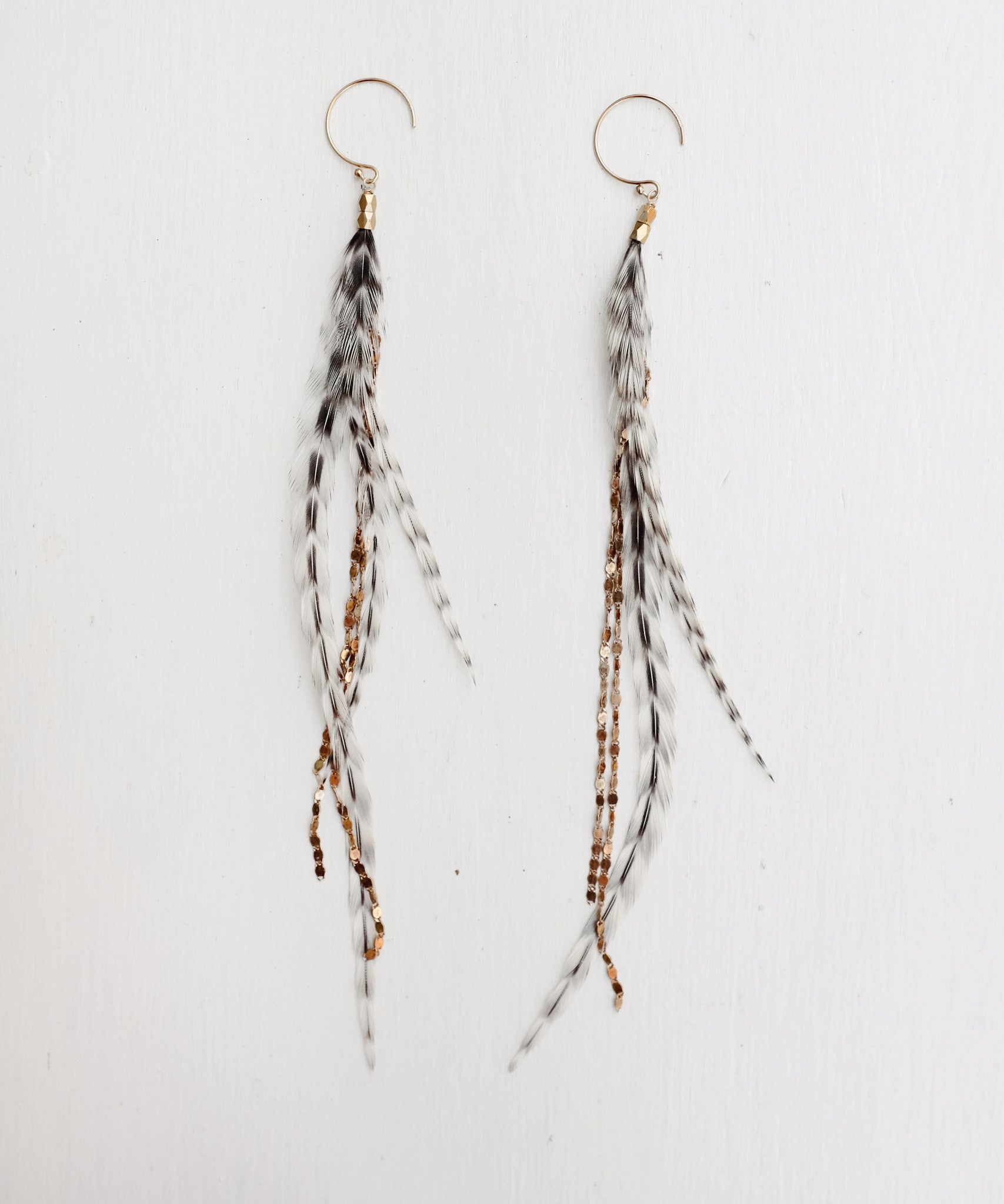 Sparkling Long Feather Earrings for Women - Boho Chic Dangle Earrings for Parties, Weddings & Festivals | Handmade Fashion Jewelry Gift