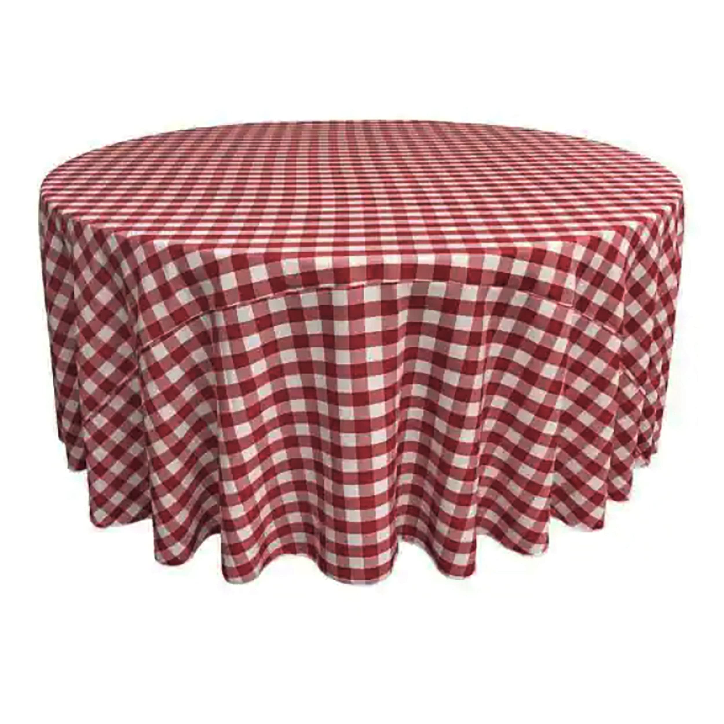 Lovemyfabric 100% Cotton Gingham Checkered Round Tablecloth - 120 Inch Red & White Checkered Table Cover for Weddings, Bridal Showers, Birthday Parties & Special Events - Perfect for Outdoor Picnics, Restaurant Decor & Holiday Celebrations