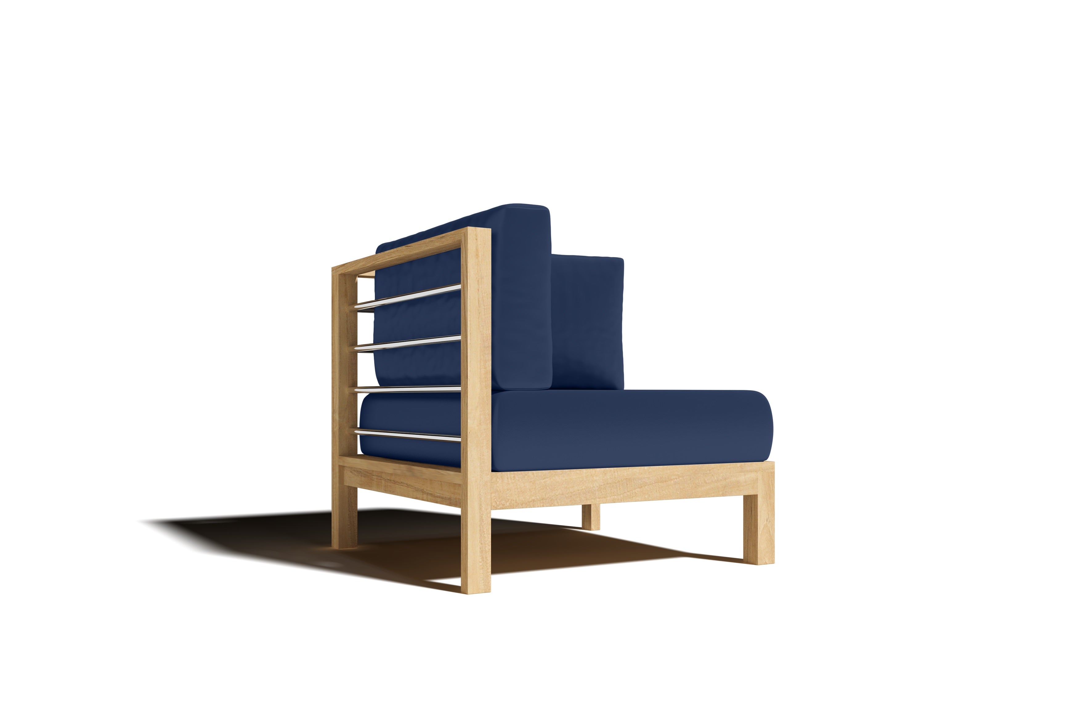 Premium Teak Outdoor Sectional Corner Sofa with Sunbrella Navy Cushion - Waterproof & Durable Patio Furniture for Backyard, Poolside & Garden Relaxation