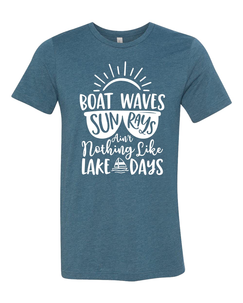 Boat Waves Sun Rays Lake Days T-Shirt - Comfortable Lake Life Shirt for Women & Moms - Summer Vacation Apparel for Boating, Beach Trips & Outdoor Adventures