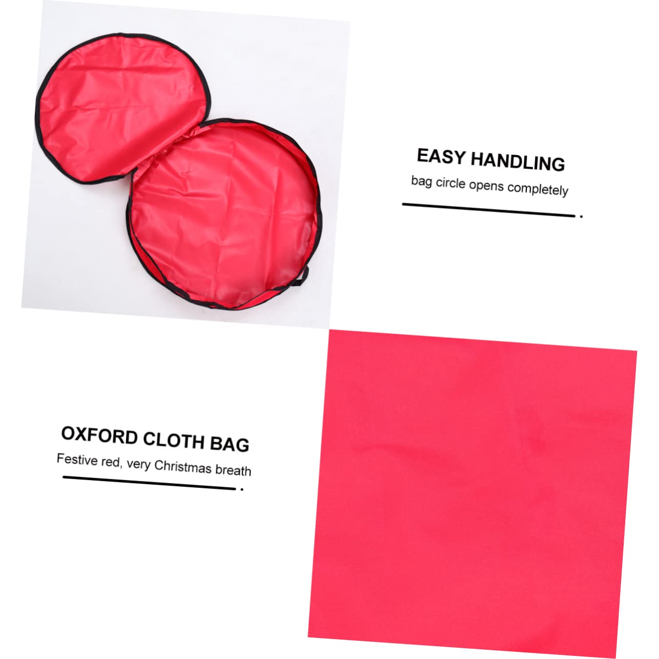 Hemoton 1PC Large Christmas Wreath Storage Bag - Durable Oxford Fabric Round Wreath Container with Zipper for Holiday Decor, Artificial Flowers & Clothes - Perfect for Seasonal Storage, Travel & Home Organization