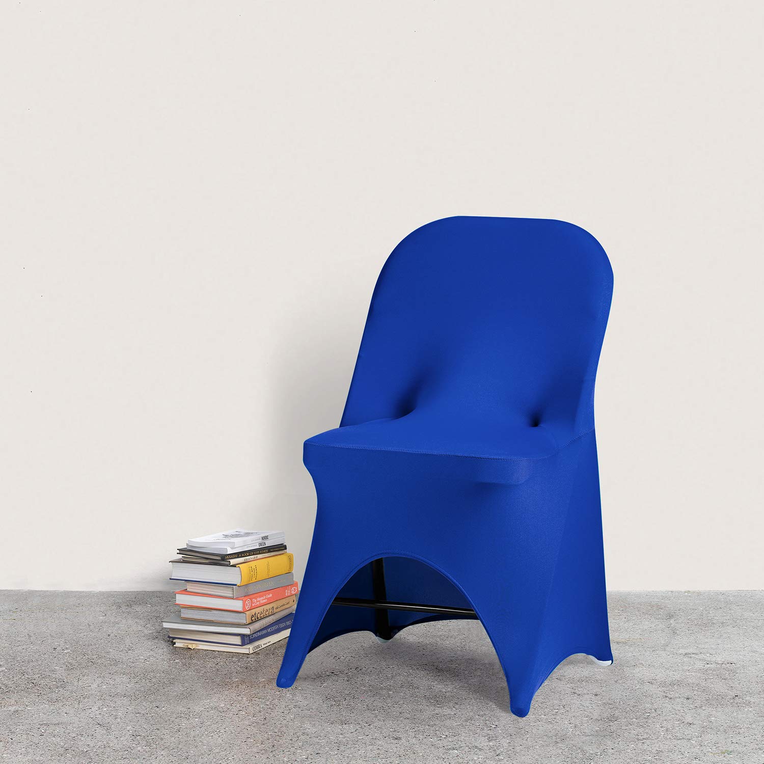 Peomeise Stretch Spandex Folding Chair Covers - 6 Pack Royal Blue Open Back Design for Wedding, Party, Banquet & Special Events - Perfect for Indoor/Outdoor Dining, Bridal Showers & Formal Occasions