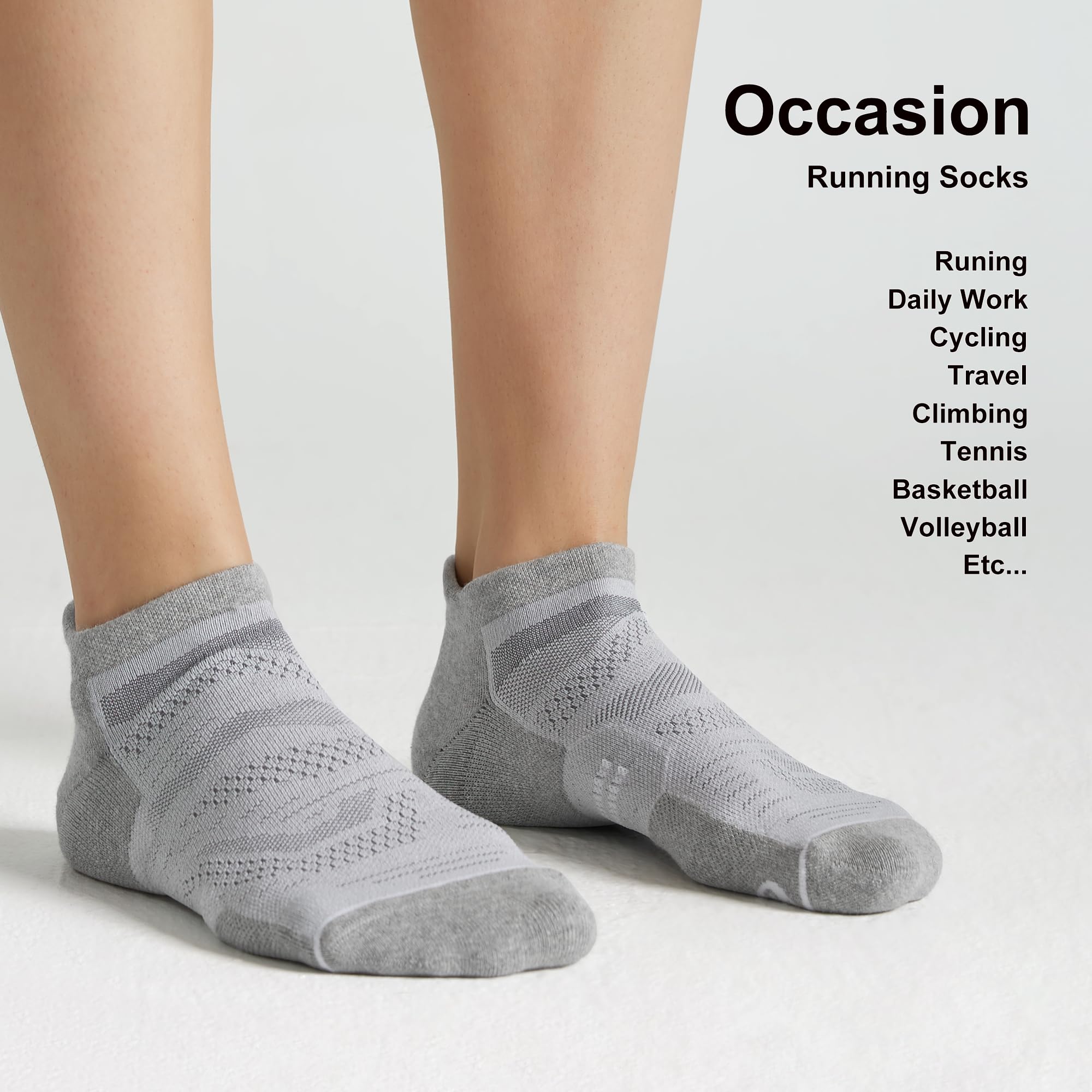 CS CELERSPORT 6 Pack Men's Running Ankle Socks - Cushioned Low Cut Athletic Socks for Jogging, Gym & Sports | Breathable Comfort Socks for Workout & Daily Wear