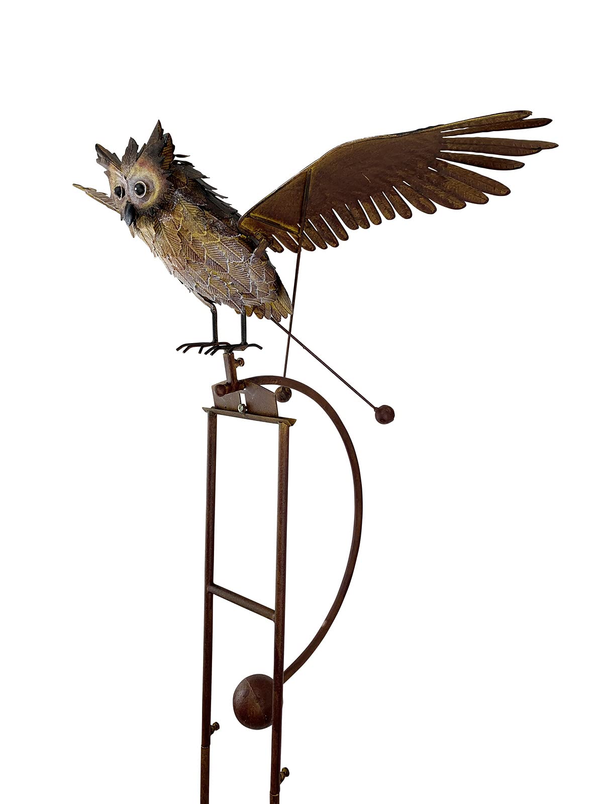 Balancing Bird Garden Rocker Wind Sculpture - Large Owl Design for Outdoor Decor | Red Carpet Studios | Perfect for Patio, Yard & Garden Decoration