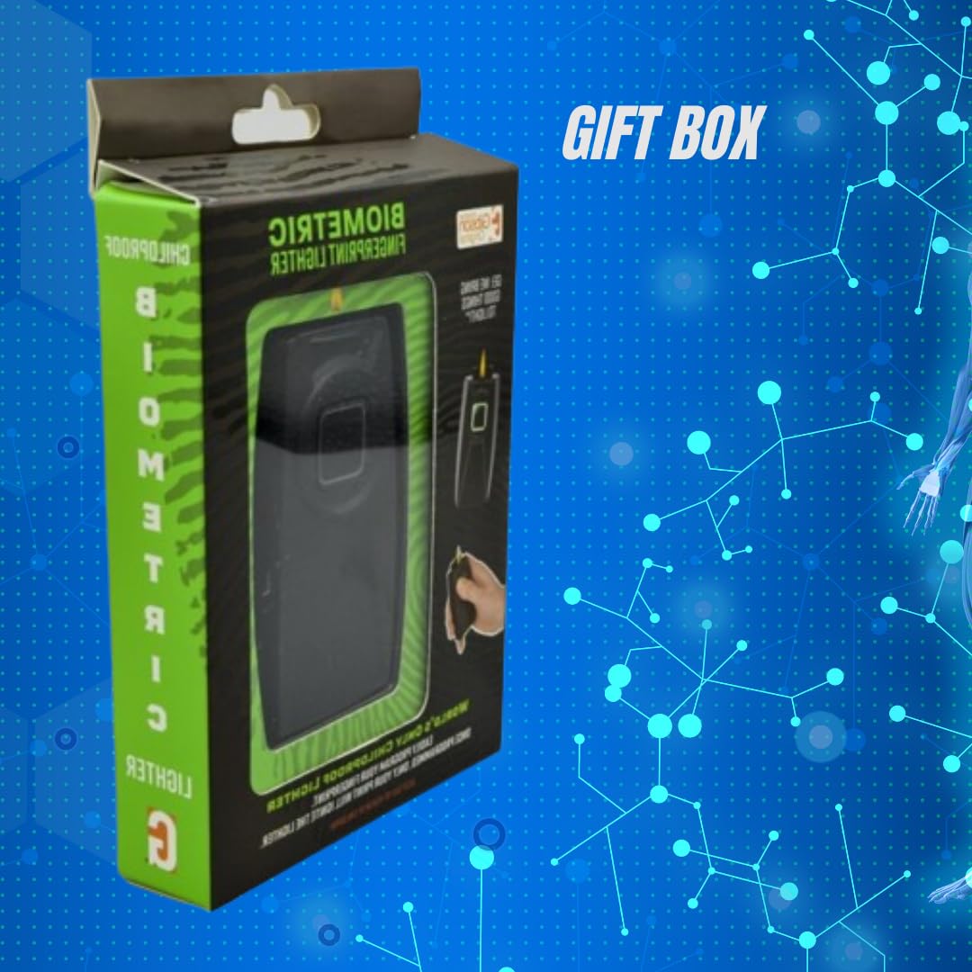 GEI Black Biometric Fingerprint Pocket Lighter - 1 Pack, Windproof & Refillable - Perfect for Camping, Hiking, and Outdoor Adventures