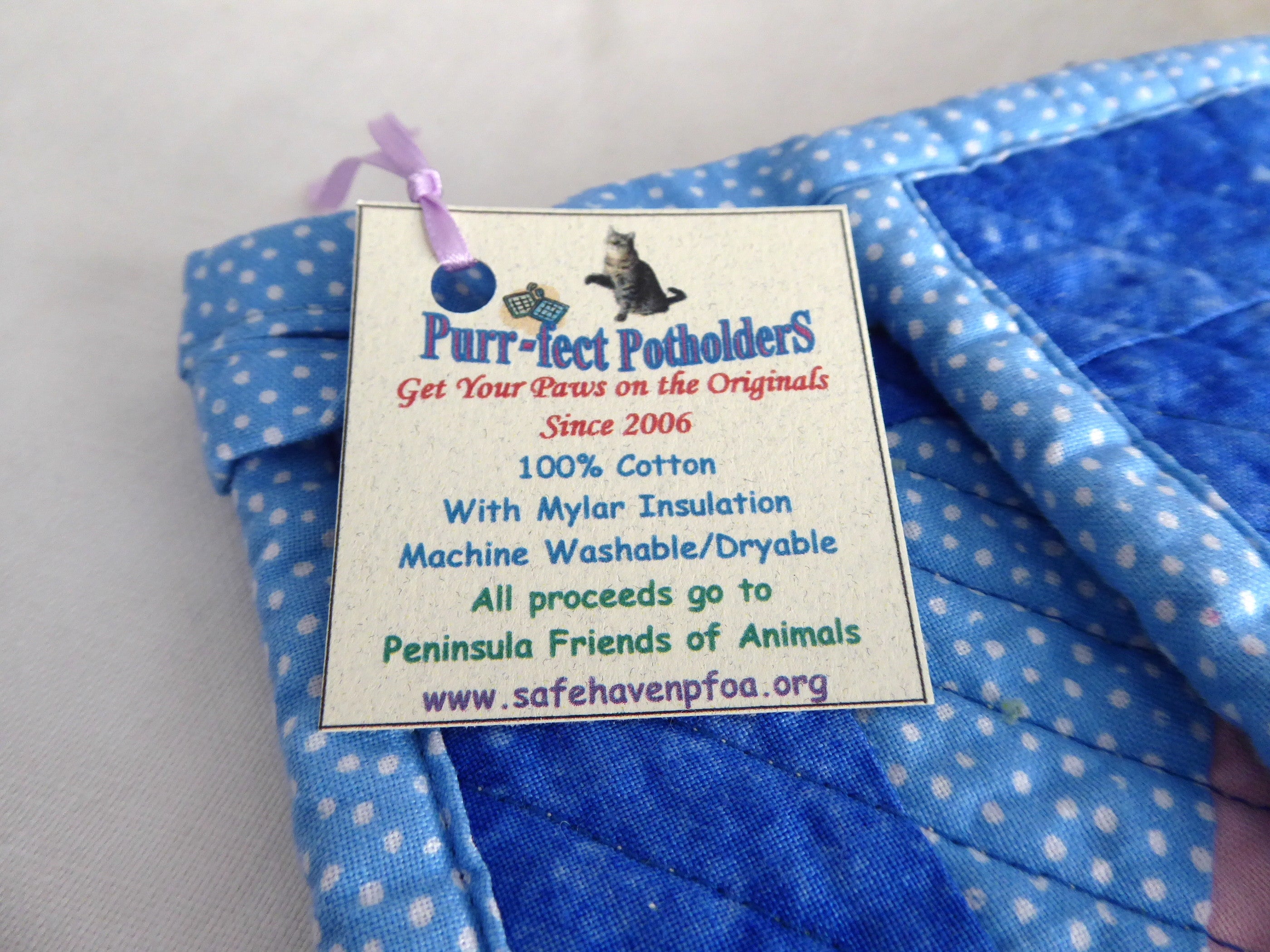 Handmade Blue and Pink Teacup Themed Potholders - Set of 2 Heat Resistant Kitchen Accessories for Baking, Cooking & Home Decor - Supports Animal Charity