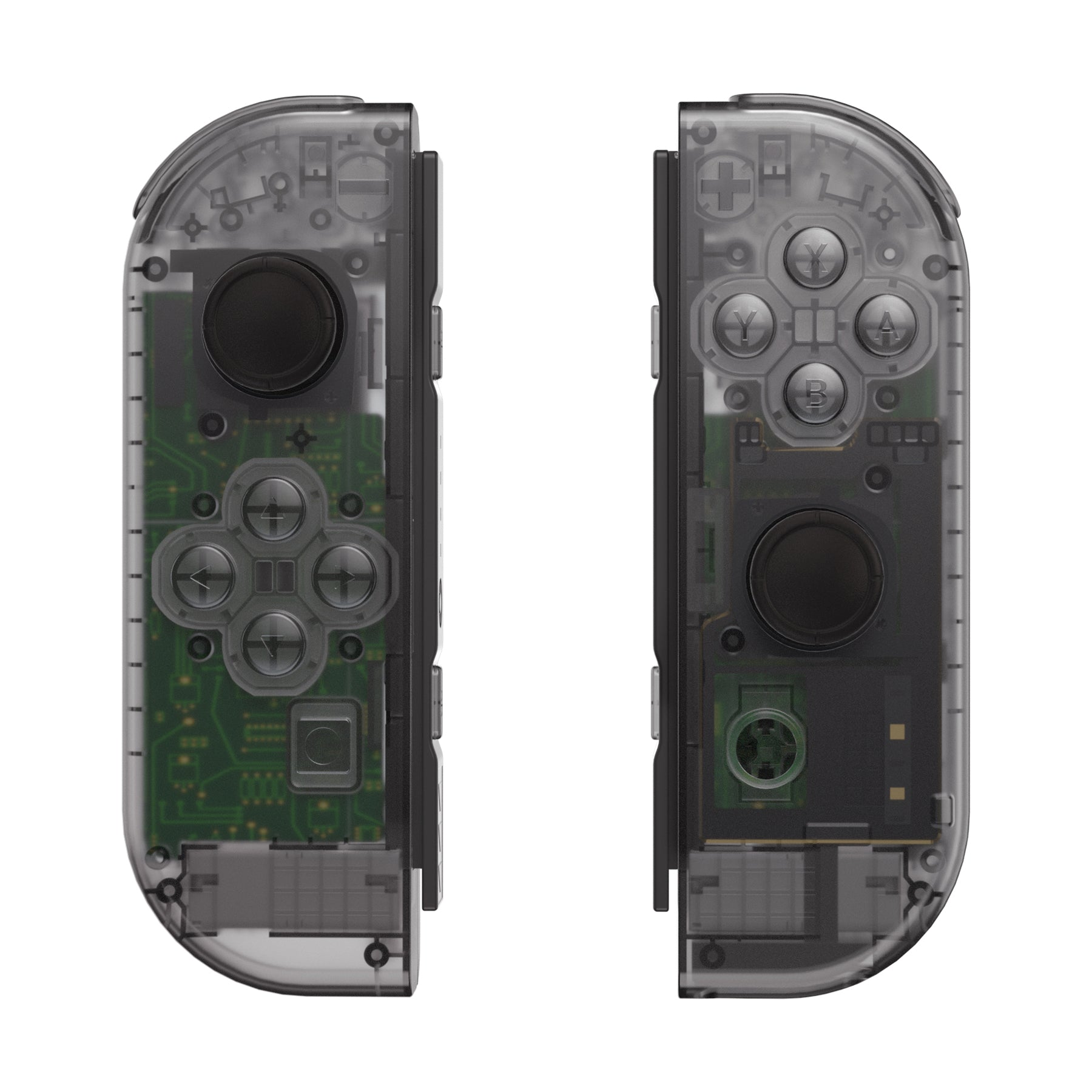 eXtremeRate Clear Black Joycon Controller Shell Replacement Kit for Nintendo Switch & OLED - Full Set Buttons Included | DIY Housing Case for Joy-Con (Console Not Included) CM510 | Perfect for Gaming, Repair, and Customization