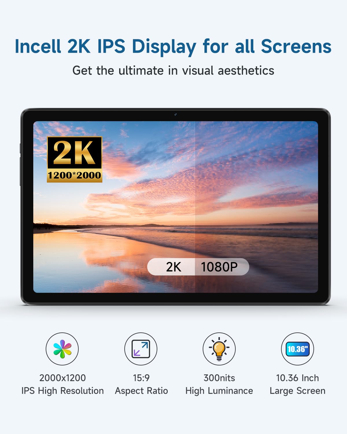 ALLDOCUBE iPlay50 Pro 10.36 Inch Android Tablet - 8GB RAM 256GB ROM (Expandable to 2TB), MediaTek G99 Octa-Core 2.0GHz, 2K IPS 60Hz Display, Widevine L1, 4G LTE - Perfect for Gaming, Streaming & Productivity On The Go