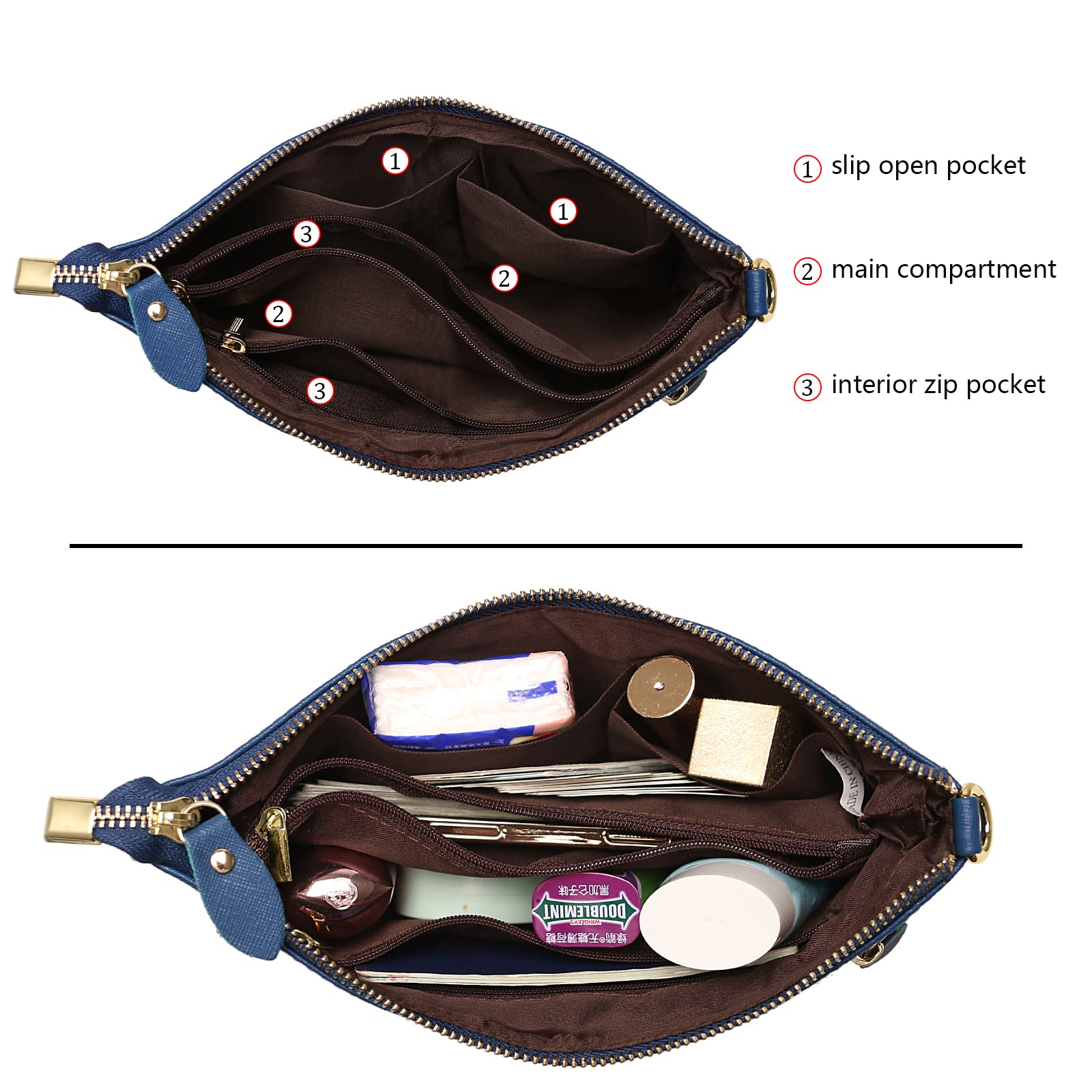 Uromee Genuine Leather Wristlet Wallet Clutch Purse for Women - Crossbody Bag with Detachable Shoulder Chain | Perfect for Parties, Travel & Everyday Use
