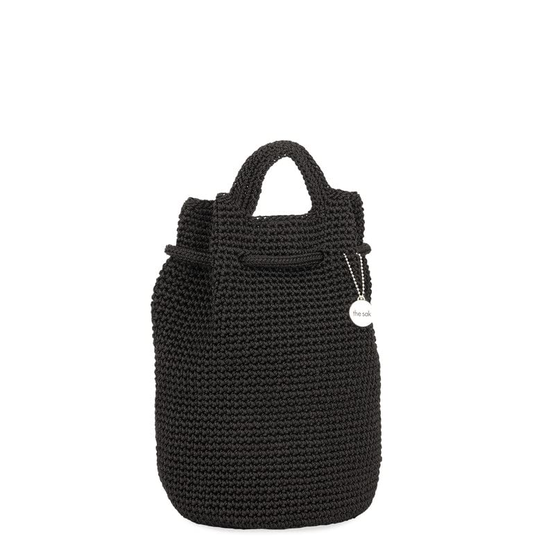The Sak Small Dylan Crochet Backpack for Women - Adjustable Straps, Lightweight & Stylish Black Crossbody Bag - Perfect for Travel, Work & Everyday Use