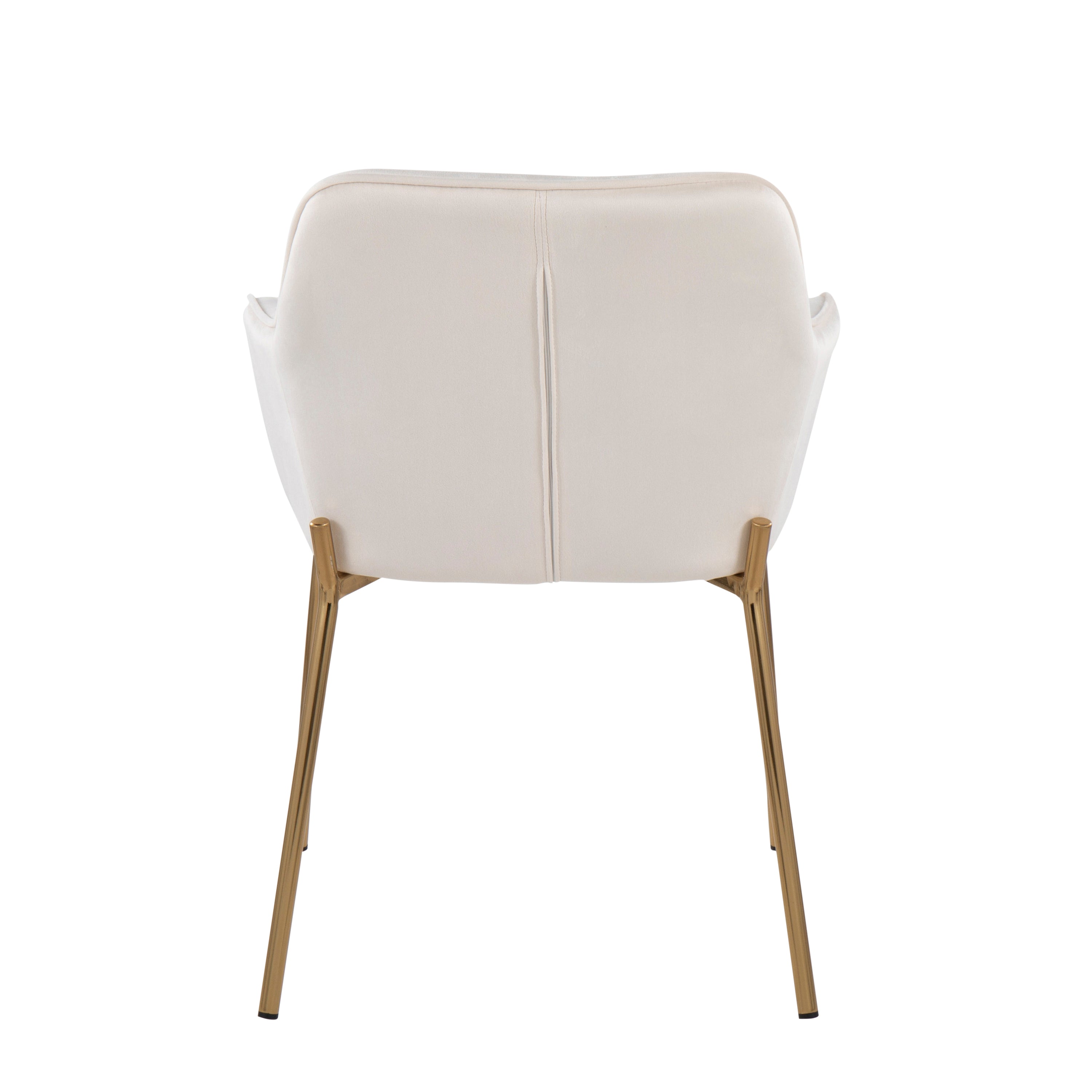 LumiSource Daniella Modern Dining Chairs - Set of 2 Gold Metal Frame with Cream Velvet Upholstery, Elegant Contemporary Seating for Dining Room, Kitchen, or Breakfast Nook