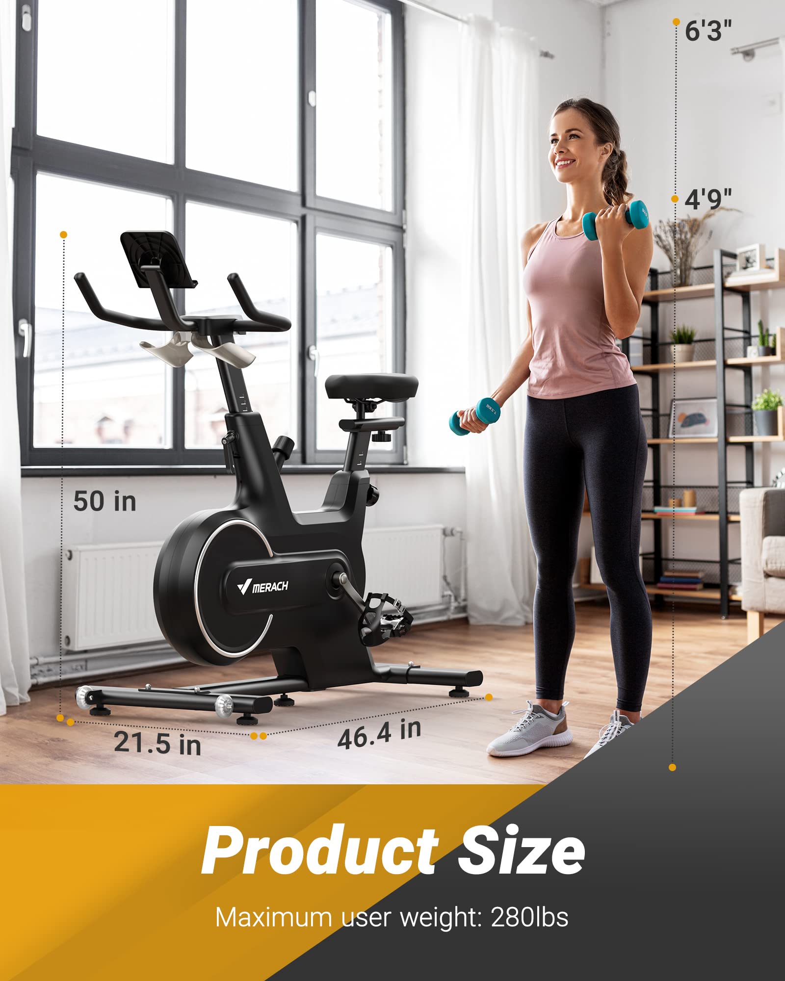 MERACH Magnetic Resistance Indoor Cycling Bike - Bluetooth Enabled Exercise Bike for Home with Auto Resistance & APP Data Tracking, Tablet Holder - Perfect for Home Gym, Cardio Workouts & Fitness Training