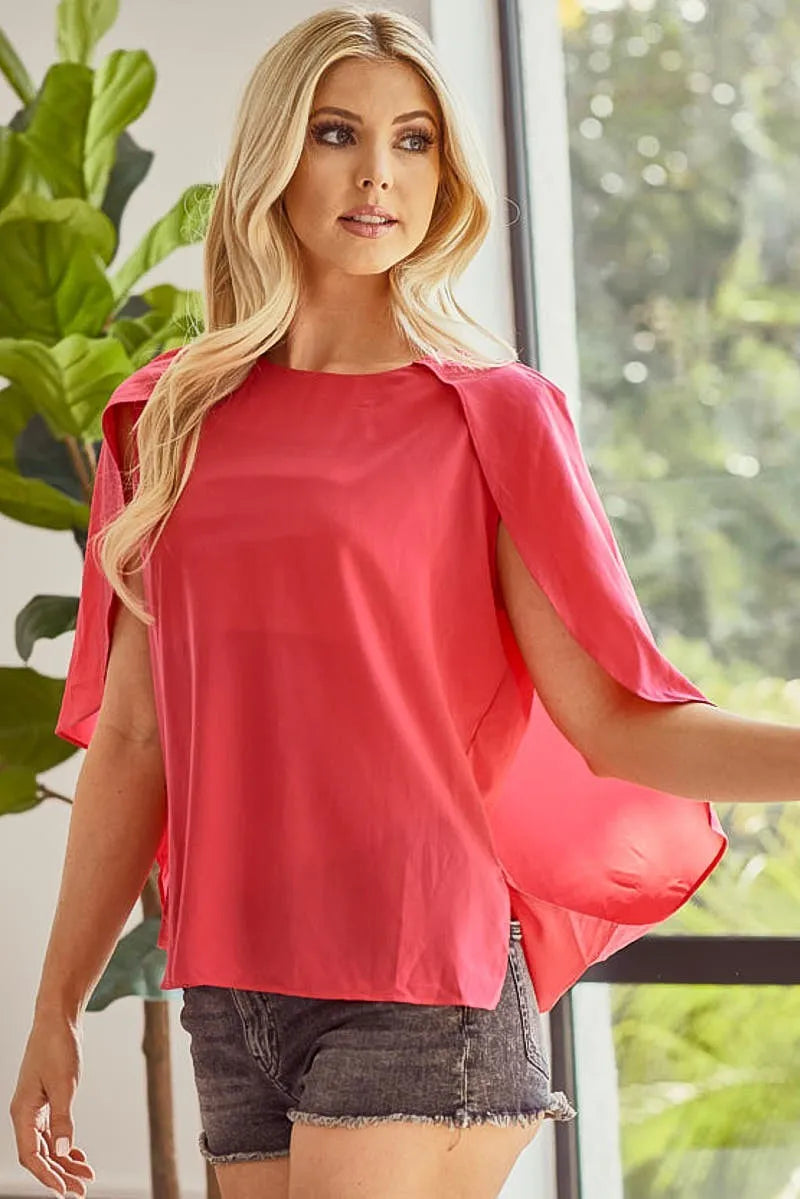BiBi Woven Top with Fold Over Back Detail - Women's Fashion Blouse for Casual Wear, Office Outfits & Date Nights